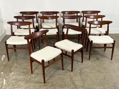 Hans J. Wegner W2 Dining Chairs - Twelve 12 - Danish Modern Teak - CM Madsens