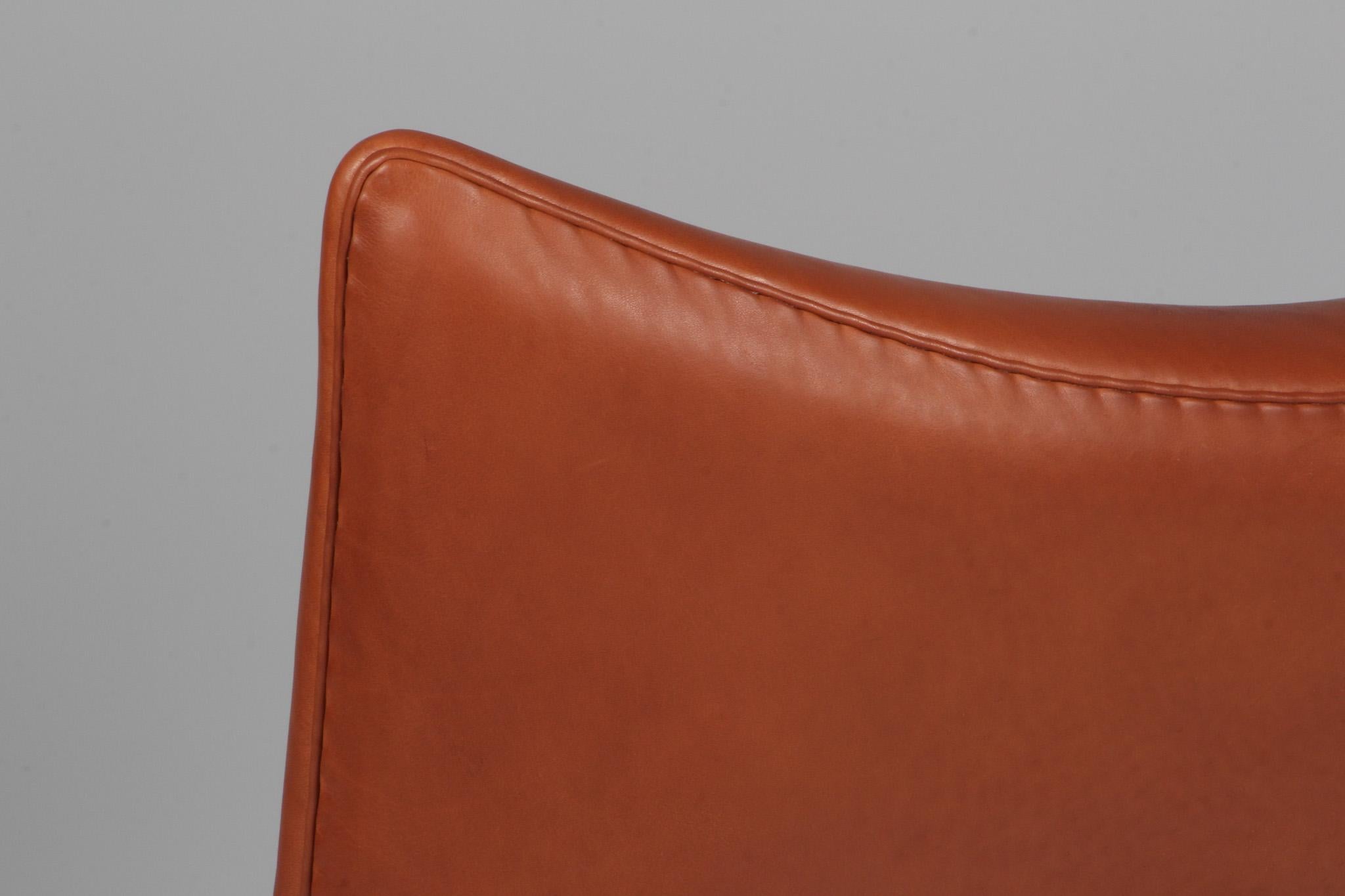 Hans J. Wegner wing chair and ottoman in full grain leather, model CH445 5