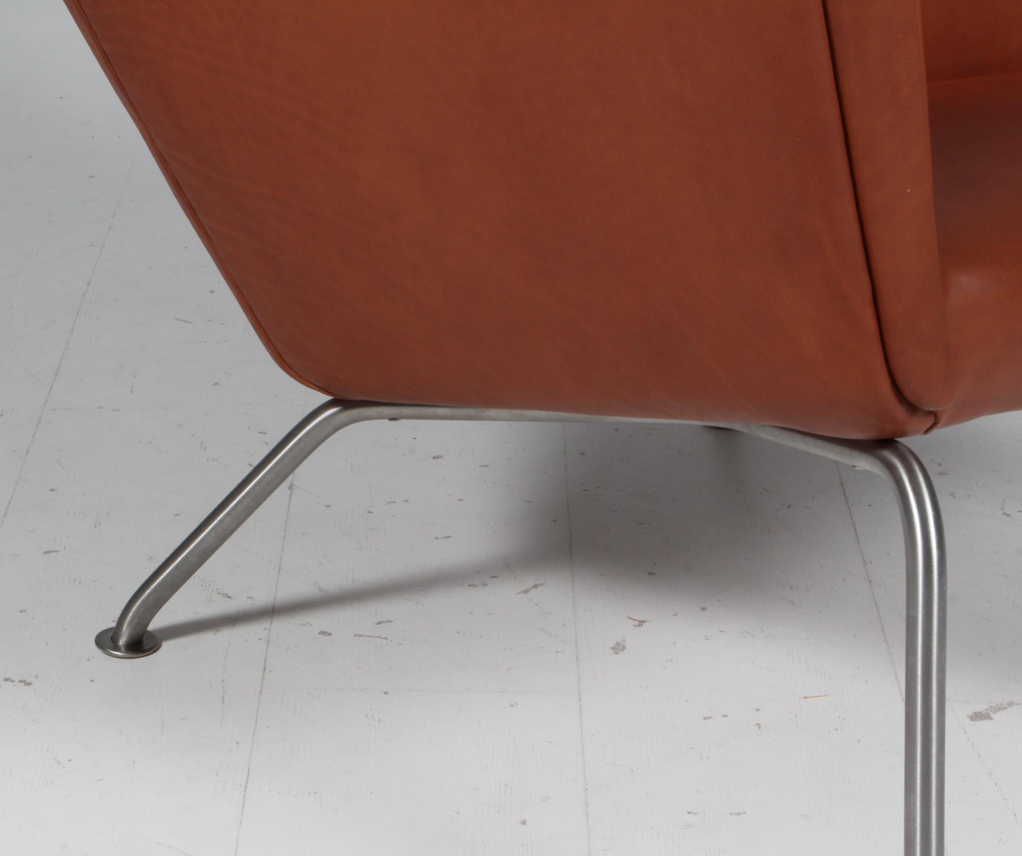 Hans J. Wegner wing chair and ottoman in full grain leather, model CH445 2