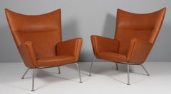 Hans J. Wegner wing chair in full grain leather, model CH445