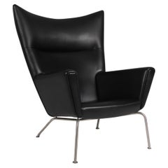 Hans J. Wegner Ohrensessel aus originalem Leder, Modell CH445