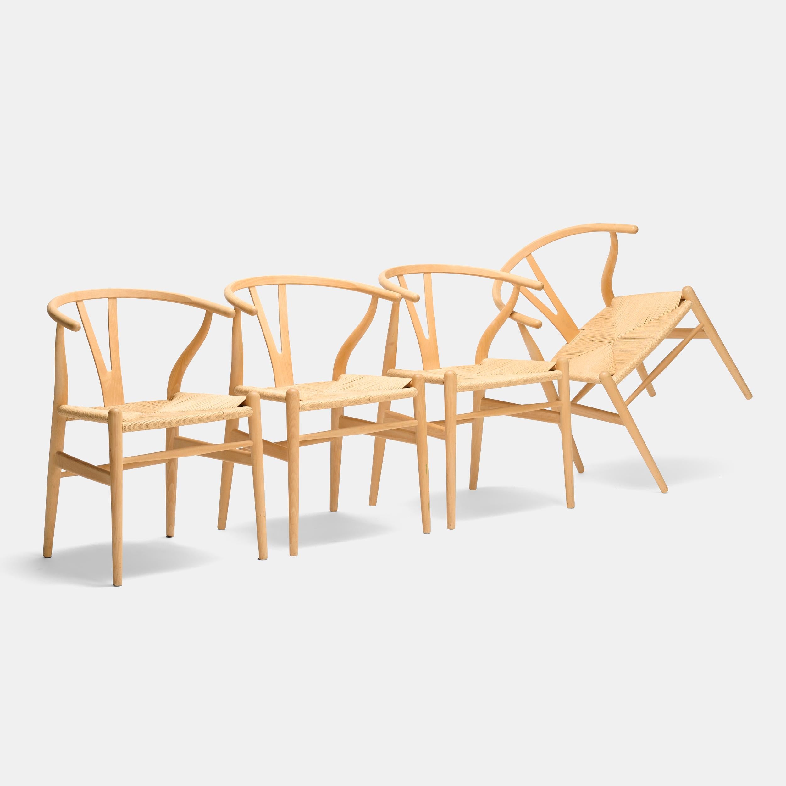 Hans J. Wegner Wishbone chairs, set of four for Carl Hansen & Søn (Skandinavische Moderne) im Angebot