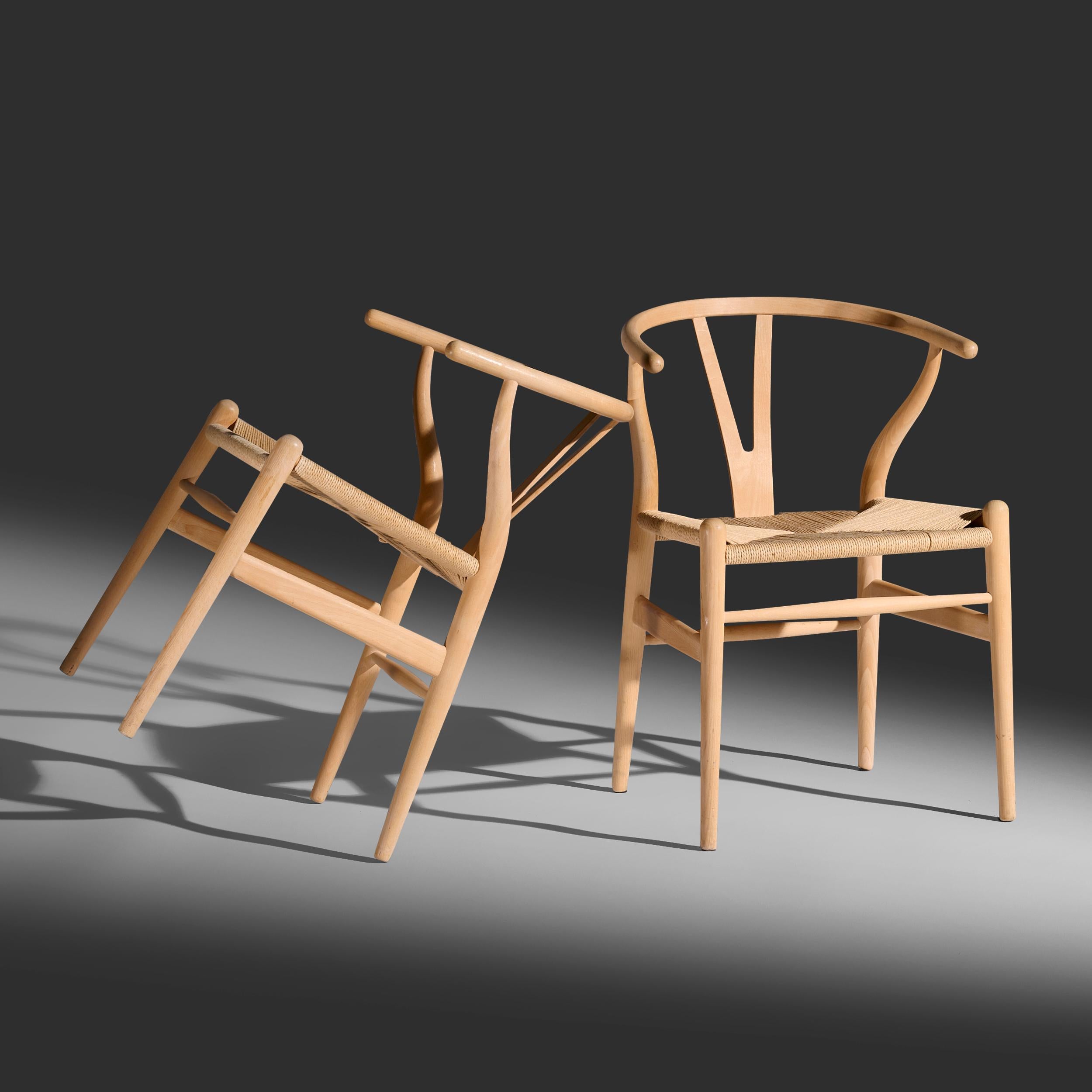 Hans J. Wegner Wishbone chairs, set of four for Carl Hansen & Søn im Zustand „Hervorragend“ im Angebot in Skokie, IL
