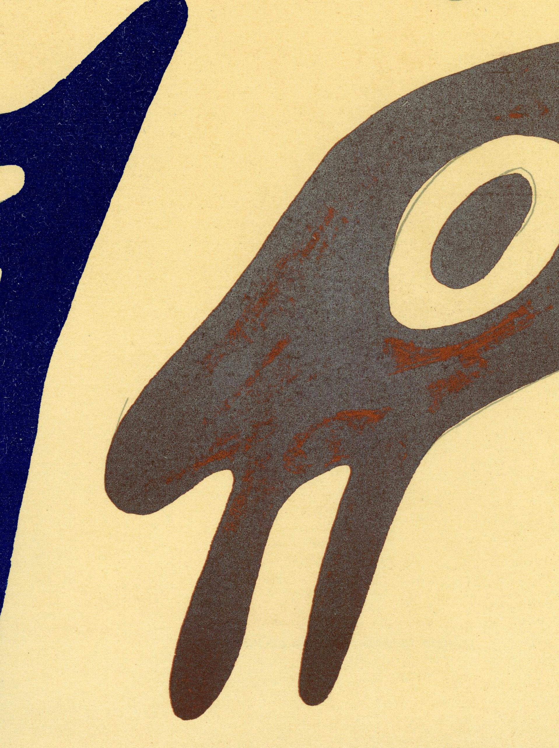 Lithographie originale pour XXe Siecle - Orange Abstract Print by Hans (Jean) Arp