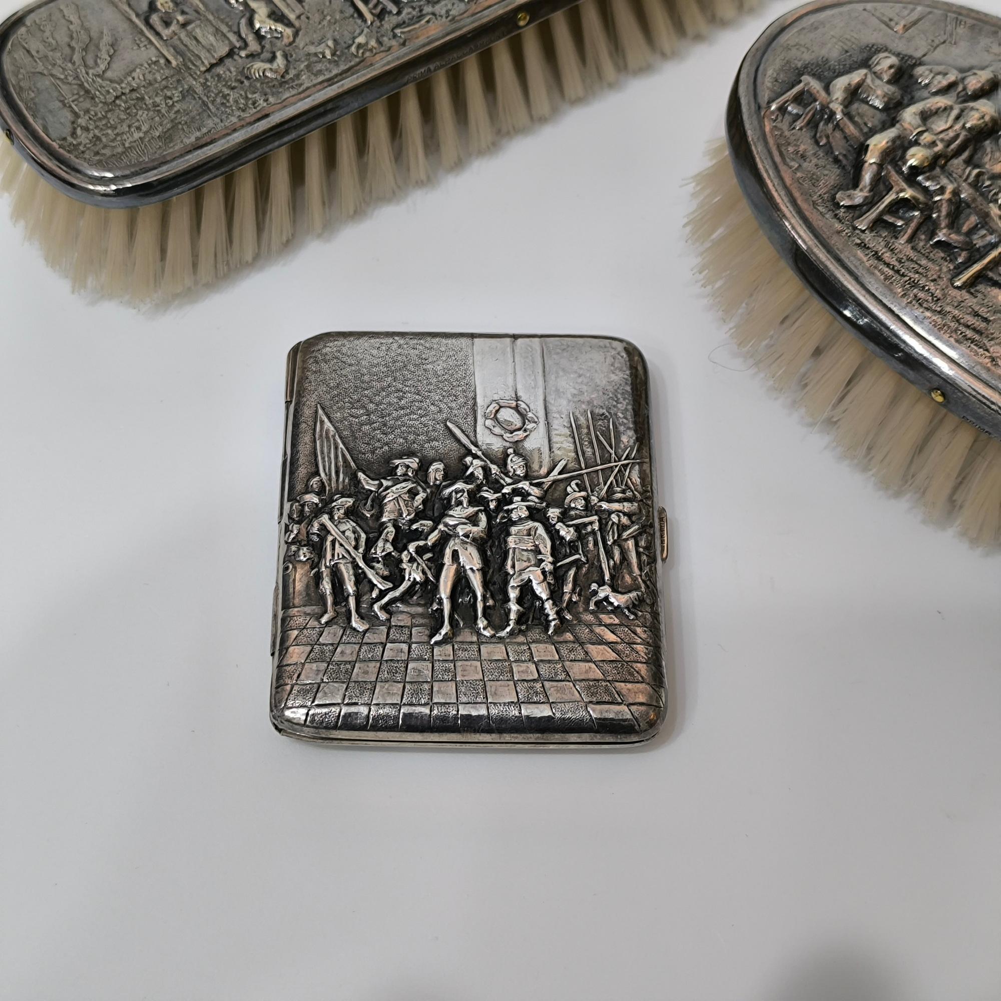 Hans Jensen 6-Piece Vanity Set – Embossed Silver-Plated Alpacca, Denmark For Sale 2