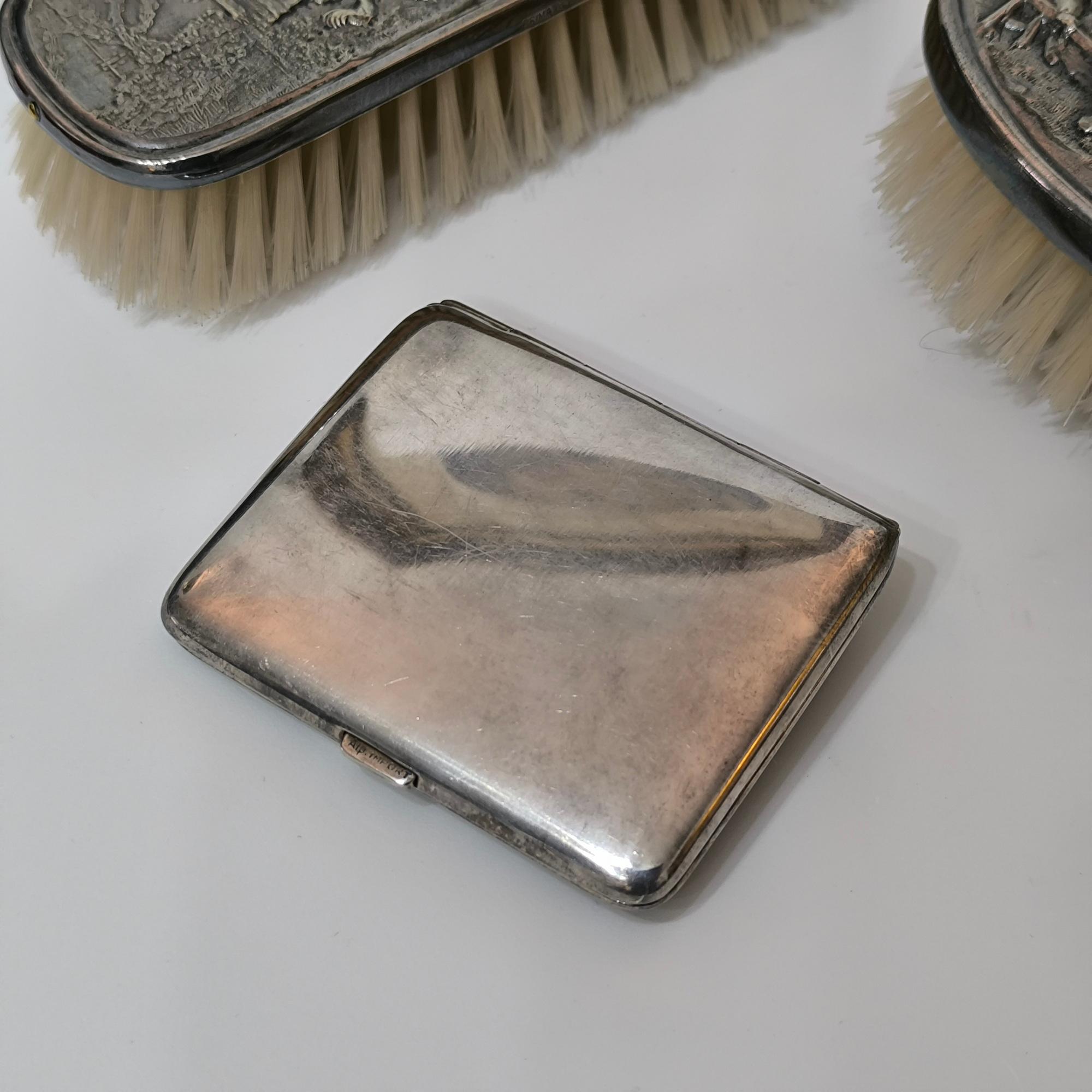 Hans Jensen 6-Piece Vanity Set – Embossed Silver-Plated Alpacca, Denmark For Sale 3