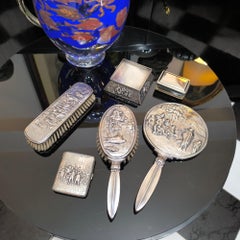 Ensemble de meubles-lavabos 6 pièces Hans Jensen - Argent gaufré Alpacca, Danemark