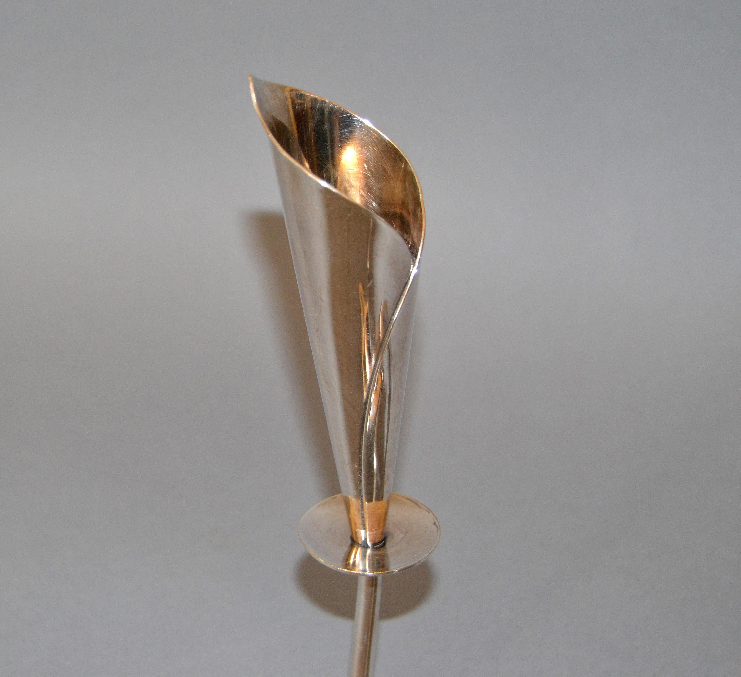 Hans Jensen Danish Modern Silver Plate Calla Lily Double Candleholder, Denmark 4