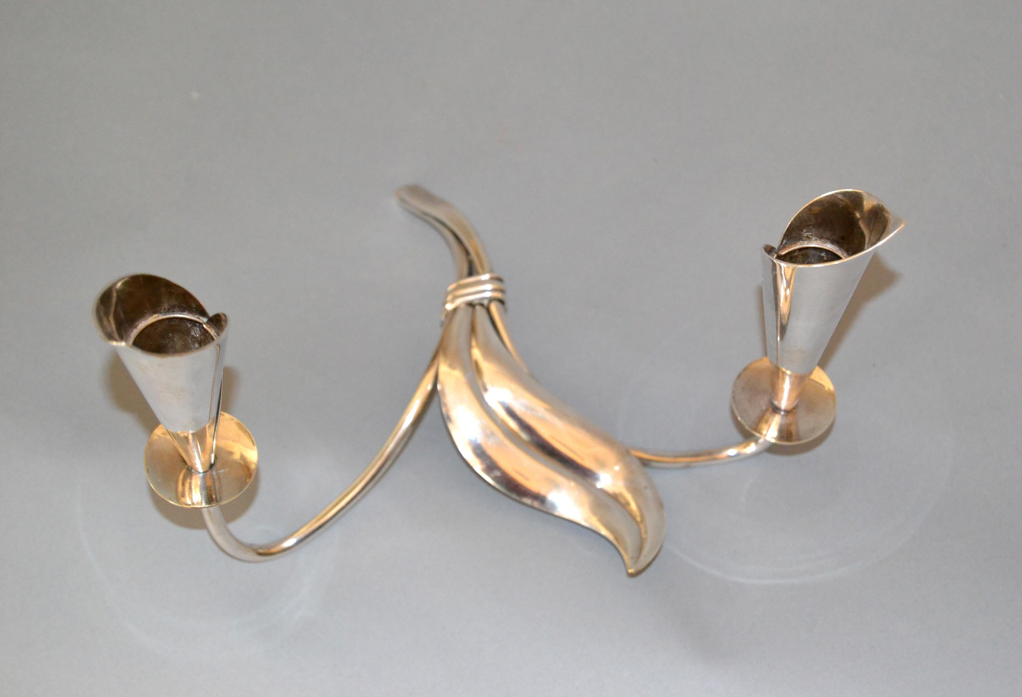 silver calla lily candle holder