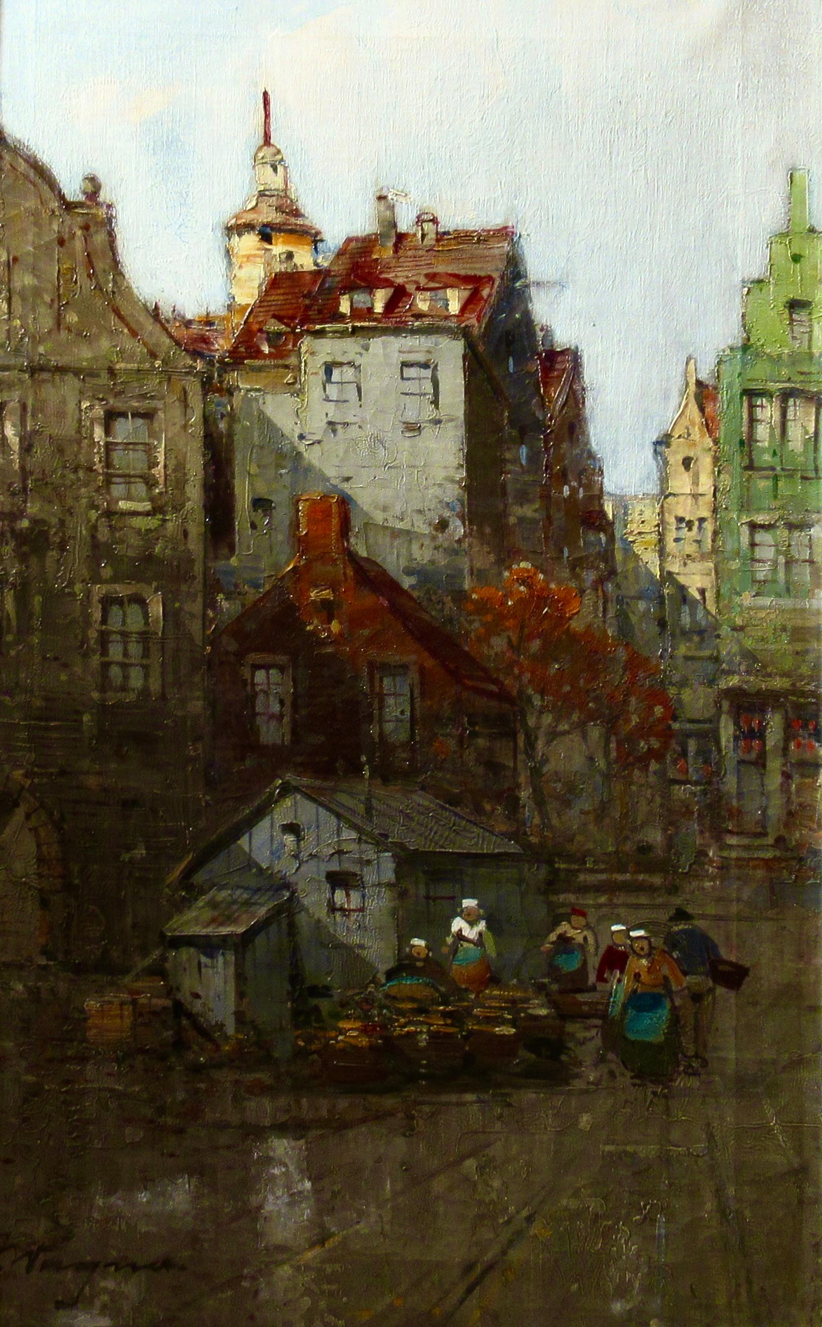 Stadtmarkt, Wien – Painting von Hans Johann Wagner