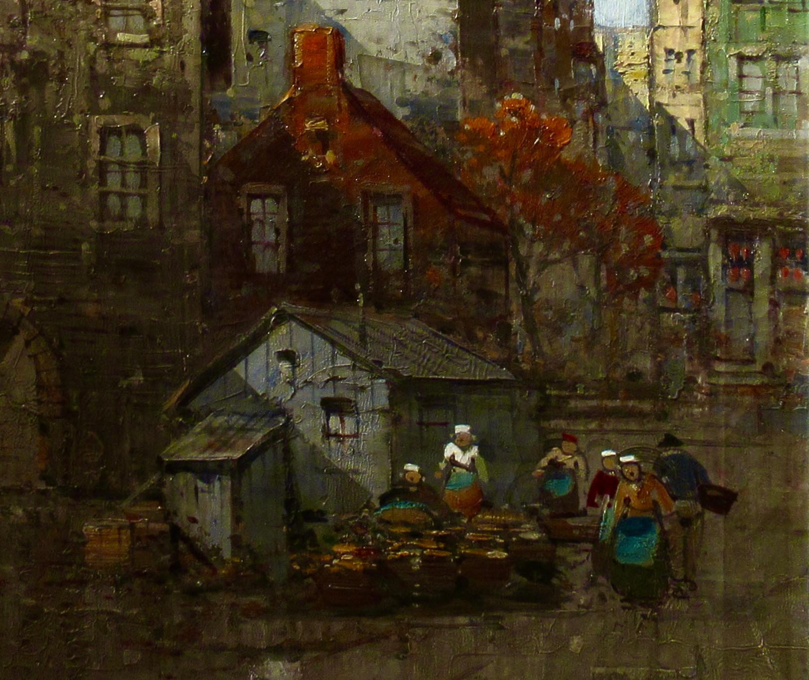 Stadtmarkt, Wien (Schwarz), Figurative Painting, von Hans Johann Wagner