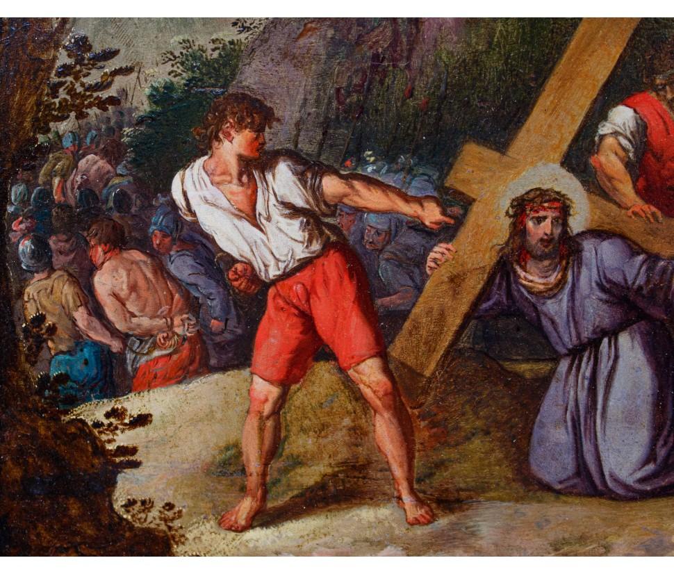 Cercle de Hans Jordaens III (ca 1595 - ca 1643), Christ montant au calvaire en vente 1
