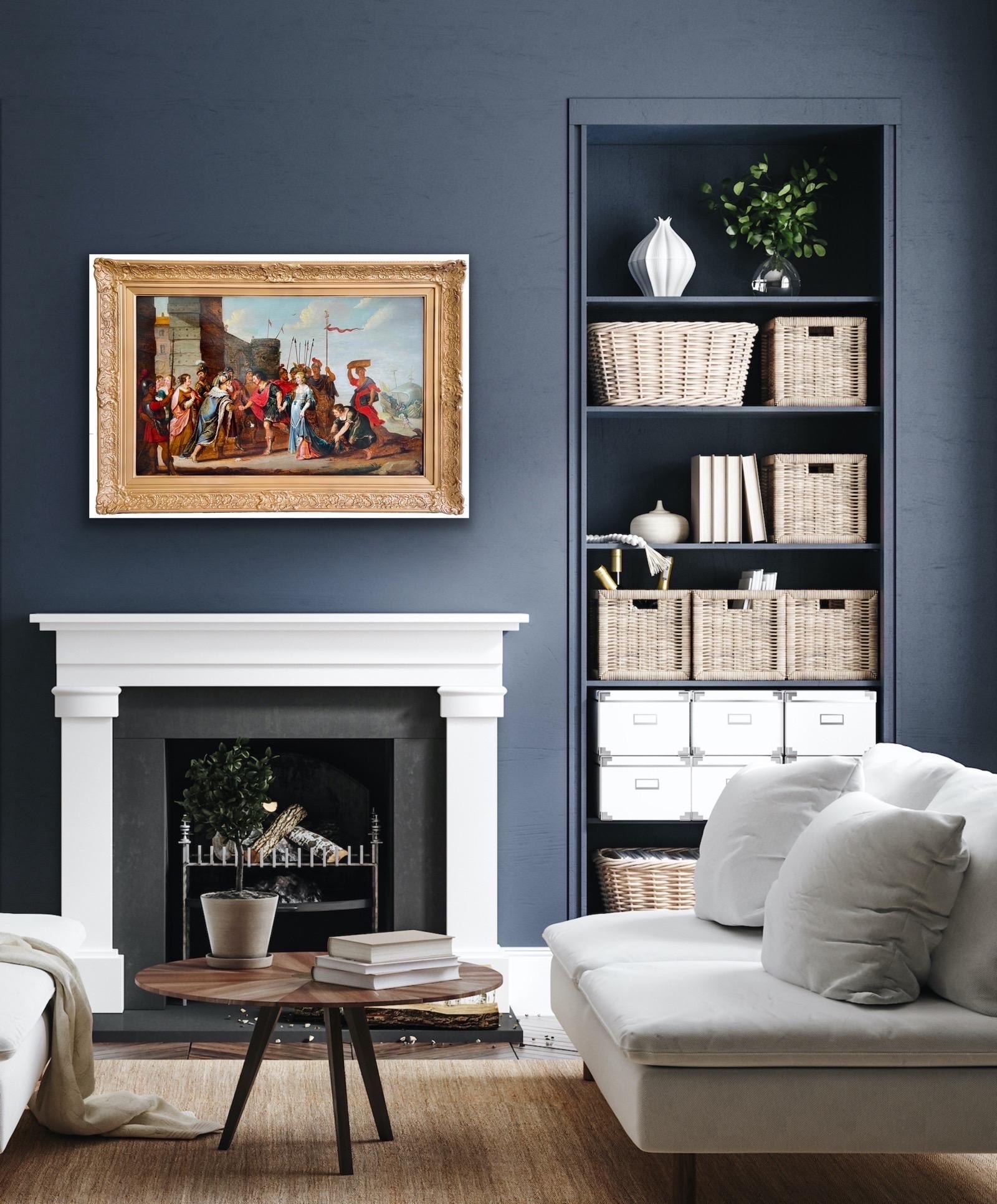 Dipinto Old Master fiammingo del XVII secolo - Paris presenta Elena a Troia 8