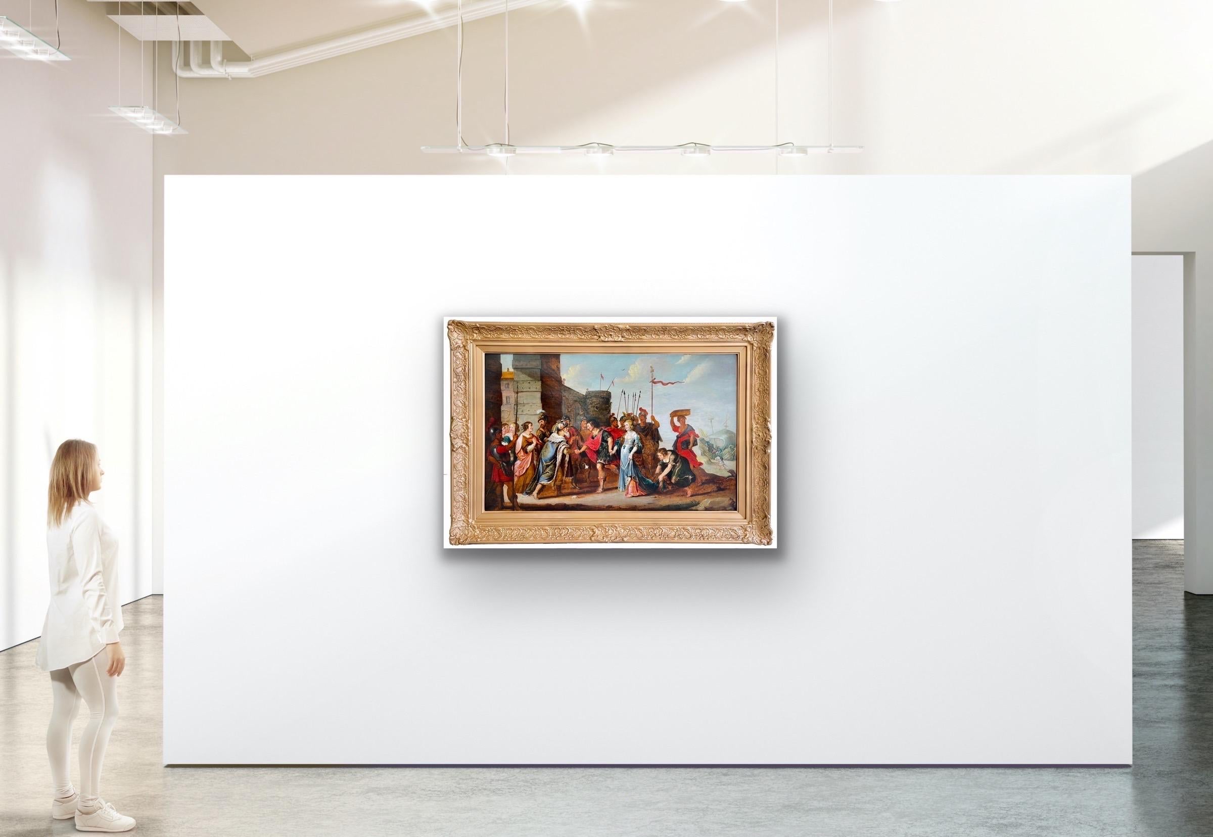 Dipinto Old Master fiammingo del XVII secolo - Paris presenta Elena a Troia 10