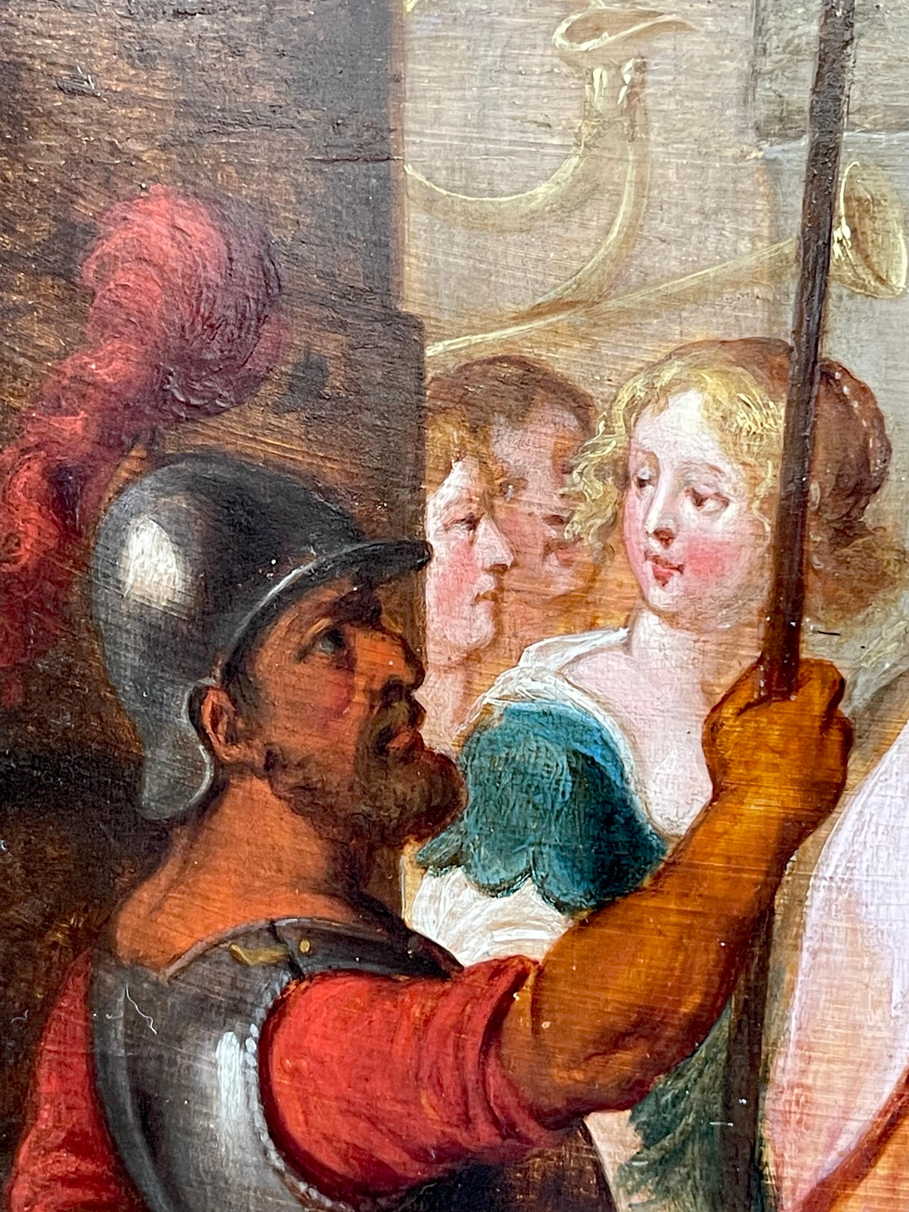 17th century Flemish Old Master Painting - Paris presenting Helena to Troy   1