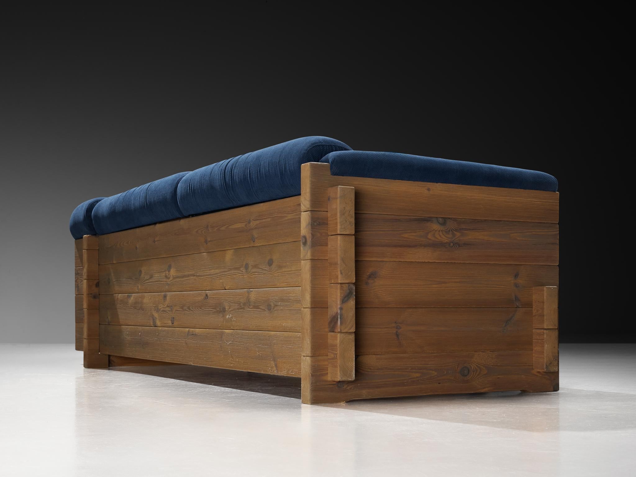 Fabric Hans Jørgen Frydendal for Modul Bygge System Corner Sofa in Solid Pine For Sale