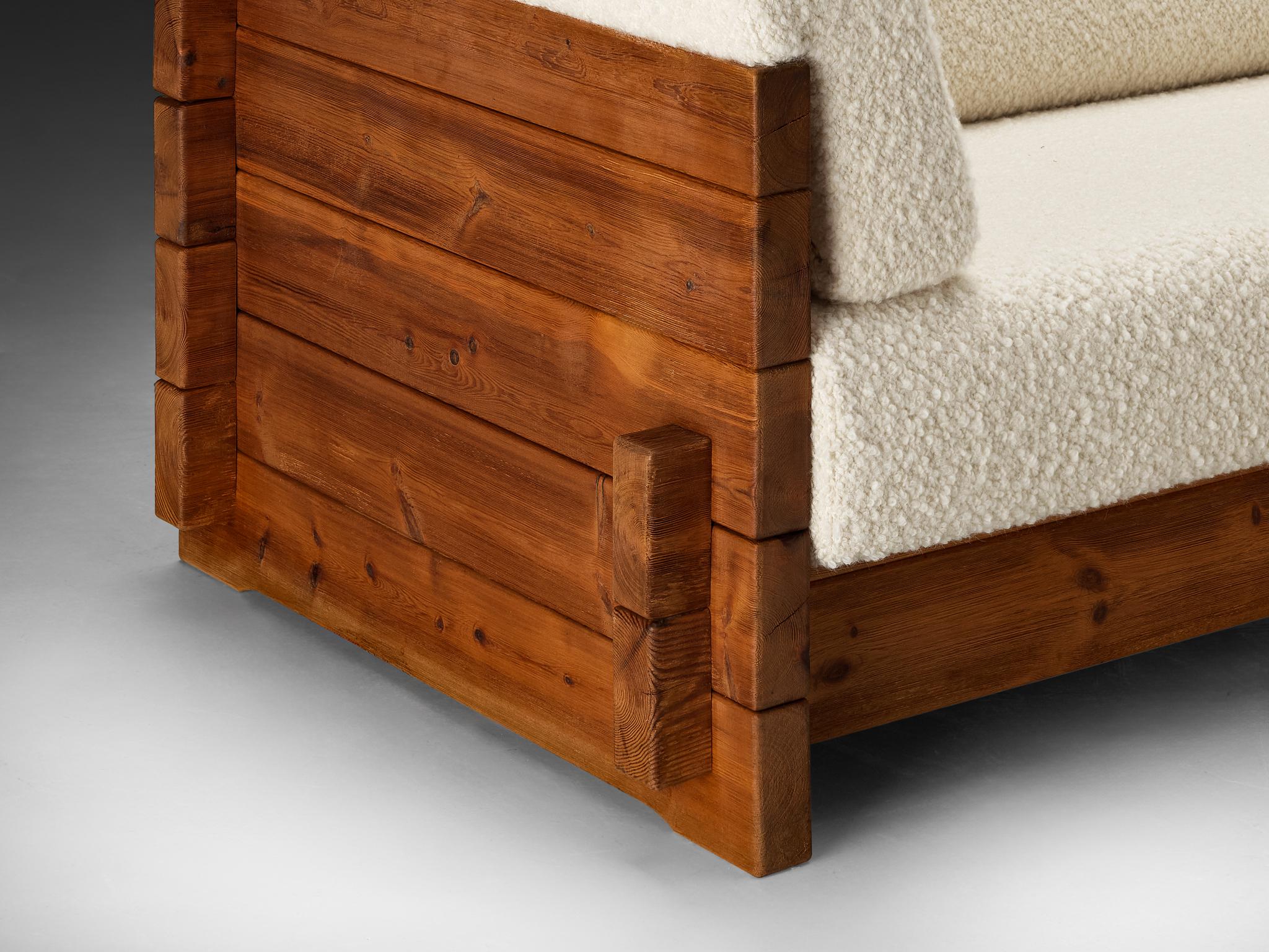 Hans Jørgen Frydendal for Modul Bygge System Sofa in Solid Pine and Bouclé For Sale 2