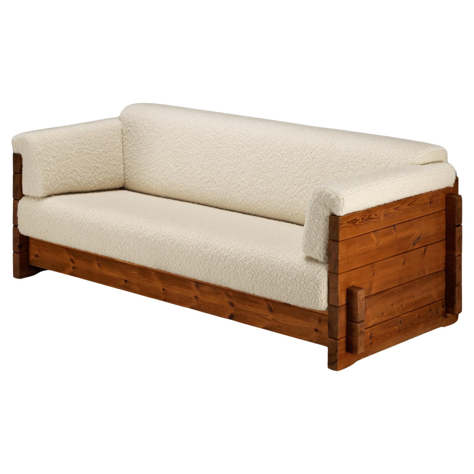 Hans Jørgen Frydendal for Modul Bygge System Sofa in Solid Pine and Bouclé