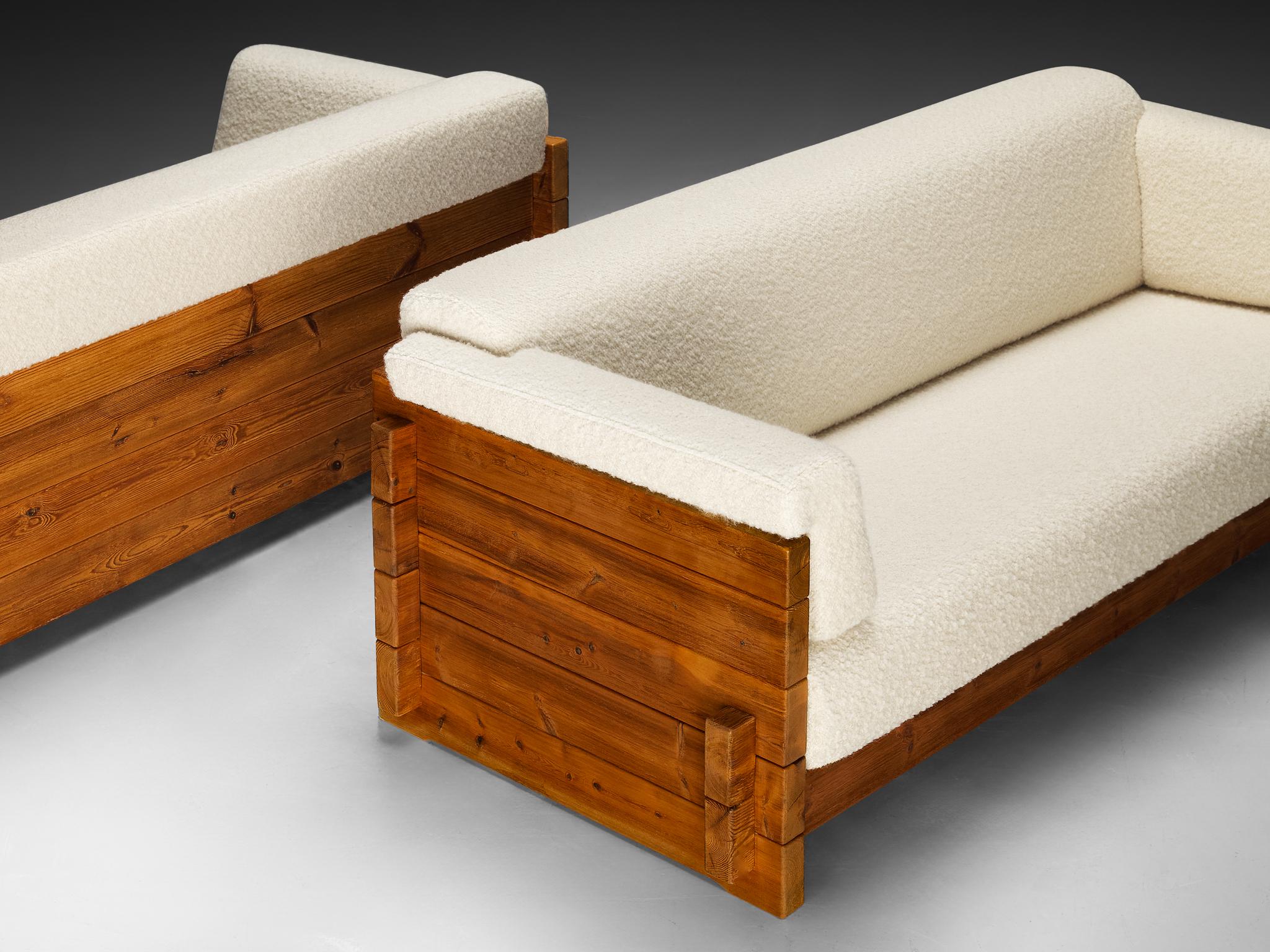 Hans Jørgen Frydendal für Modul Bygge System Sofas aus massiver Kiefer und Bouclé 6