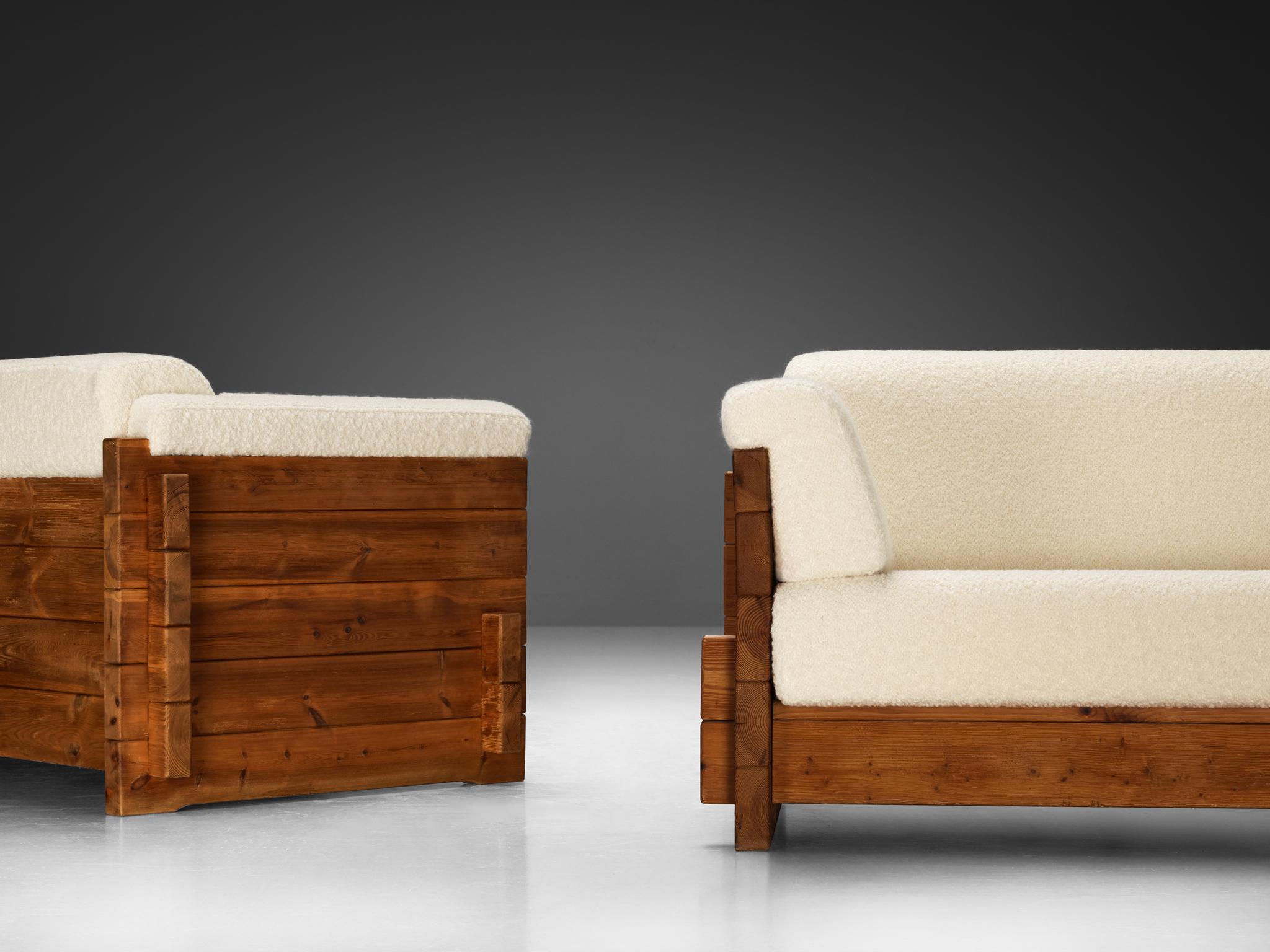 Hans Jørgen Frydendal für Modul Bygge System Sofas aus massiver Kiefer und Bouclé (Skandinavische Moderne)
