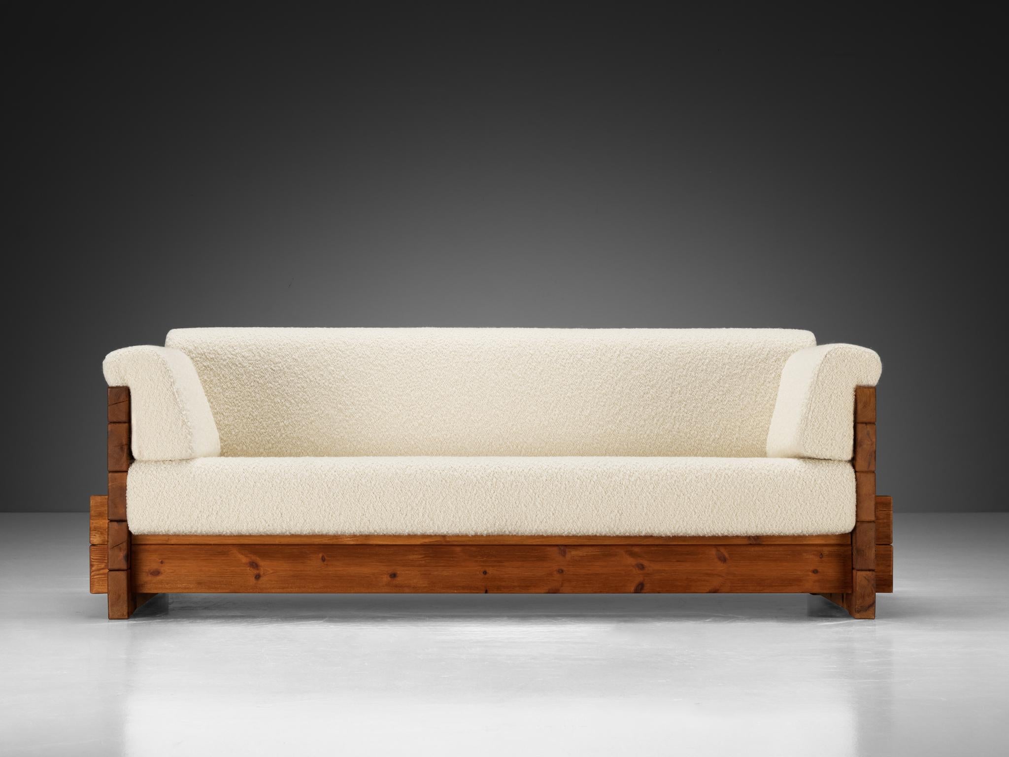 Hans Jørgen Frydendal für Modul Bygge System Sofas aus massiver Kiefer und Bouclé (Mitte des 20. Jahrhunderts)