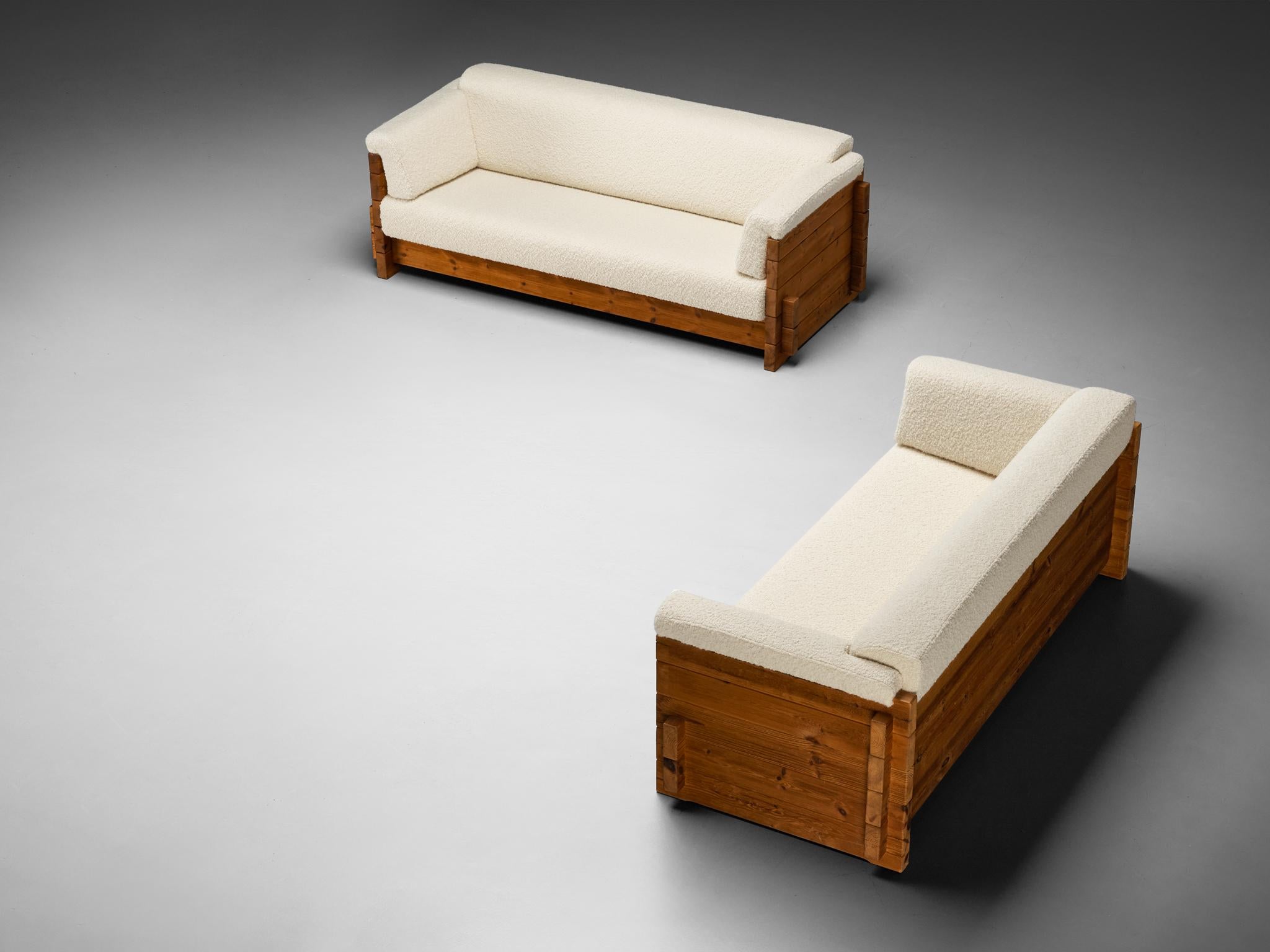 Hans Jørgen Frydendal für Modul Bygge System Sofas aus massiver Kiefer und Bouclé 2
