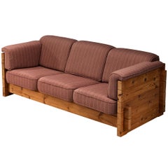 Hans Jørgen Frydendal Sofa in Solid Pine and Dusty Rose Upholstery