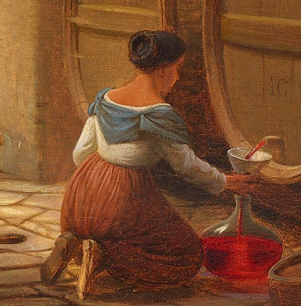 Italian Wine Cellar - Brown Figurative Painting by Hans Jörgen Hammer