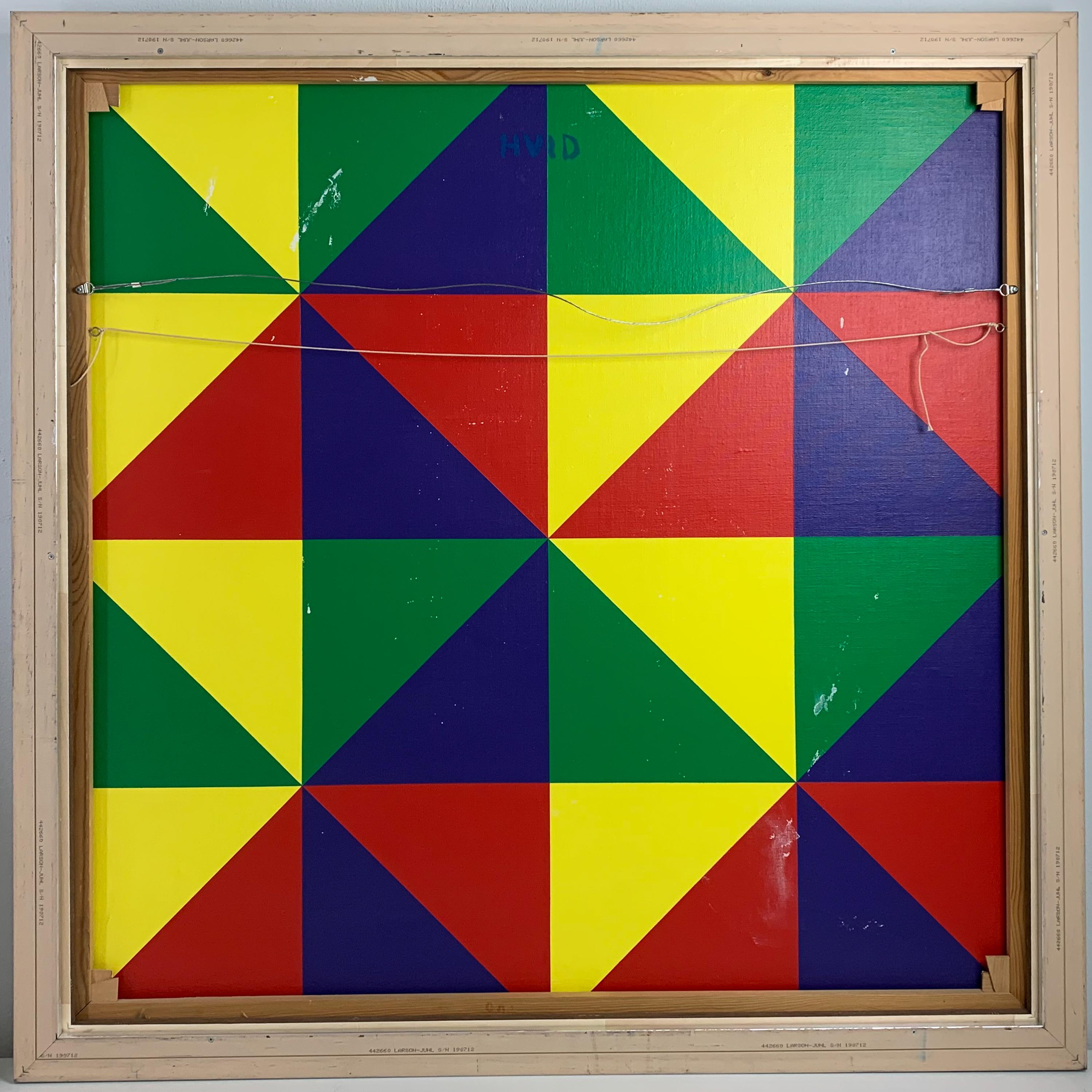 Danish Hans Jørgen Hvid, Large Geometric Abstract Painting, Acrylic on Canvas, Framed