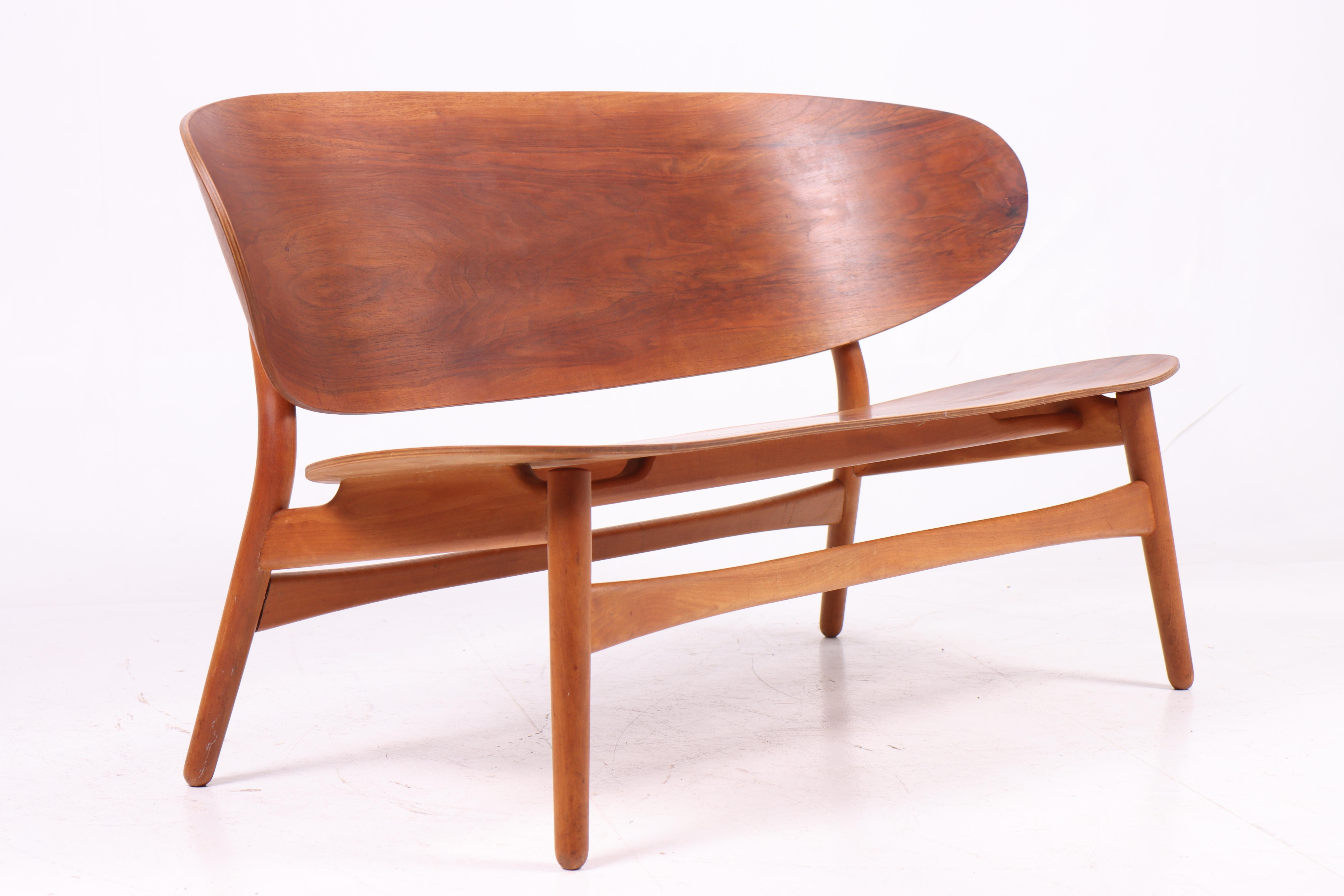 Danish Hans Jørgen Wegner FH 1936 shell sofa in beech, Fritz Hansen, 1950s