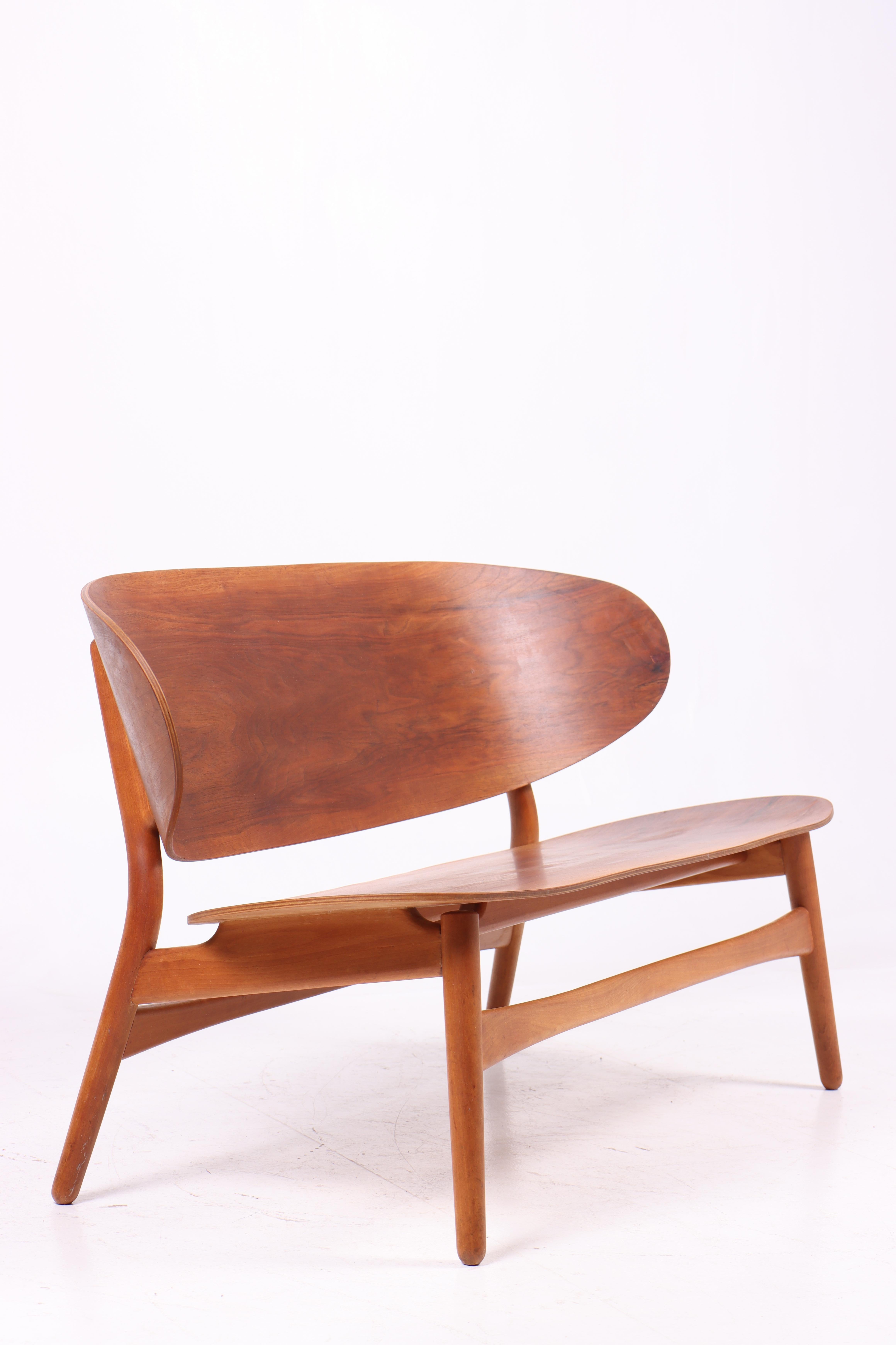 Hans Jørgen Wegner FH 1936 shell sofa in beech, Fritz Hansen, 1950s In Good Condition In Lejre, DK