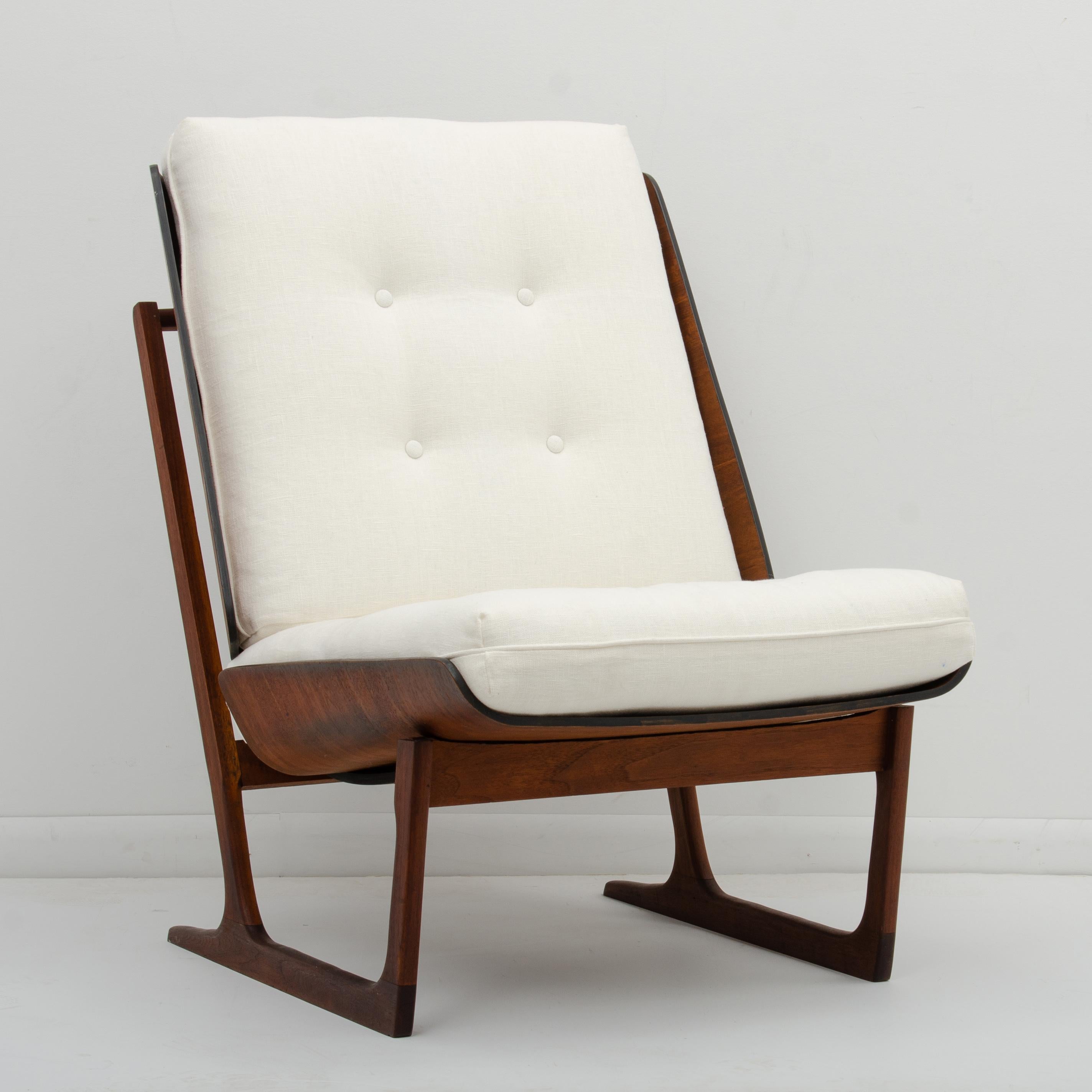 Hans Juergens Deco House Walnut Sled Lounge Chair Grete Jalk, 1960s 3