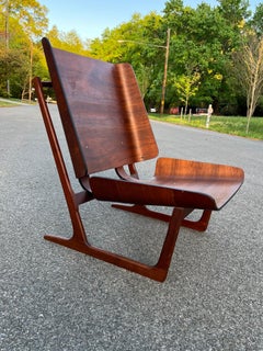 Hans Juergens Deco House Walnut Sled Lounge Chair Grete Jalk 1960s