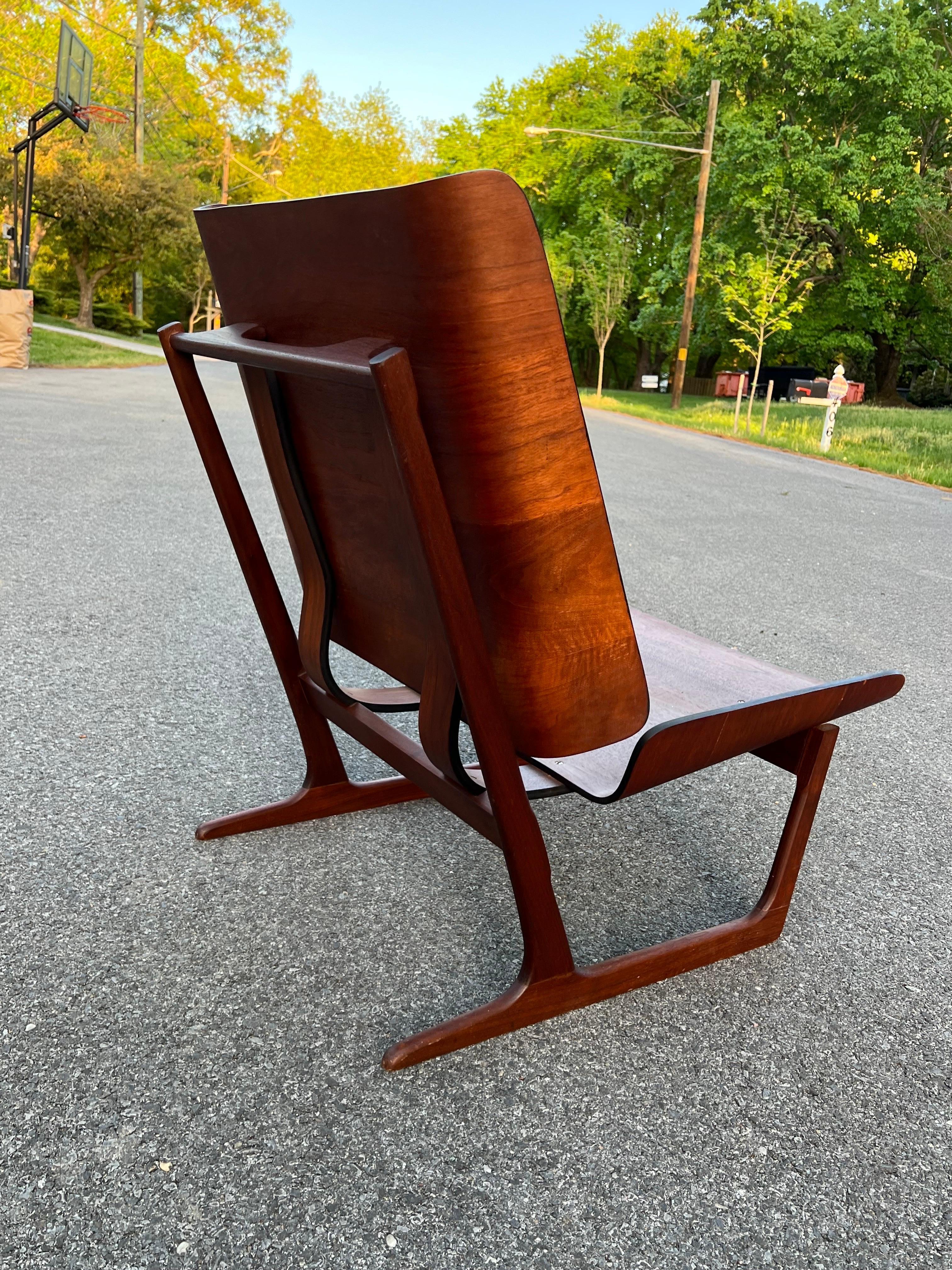 Scandinavian Modern Hans Juergens Deco House Walnut Sled Lounge Chair Grete Jalk 1960s For Sale