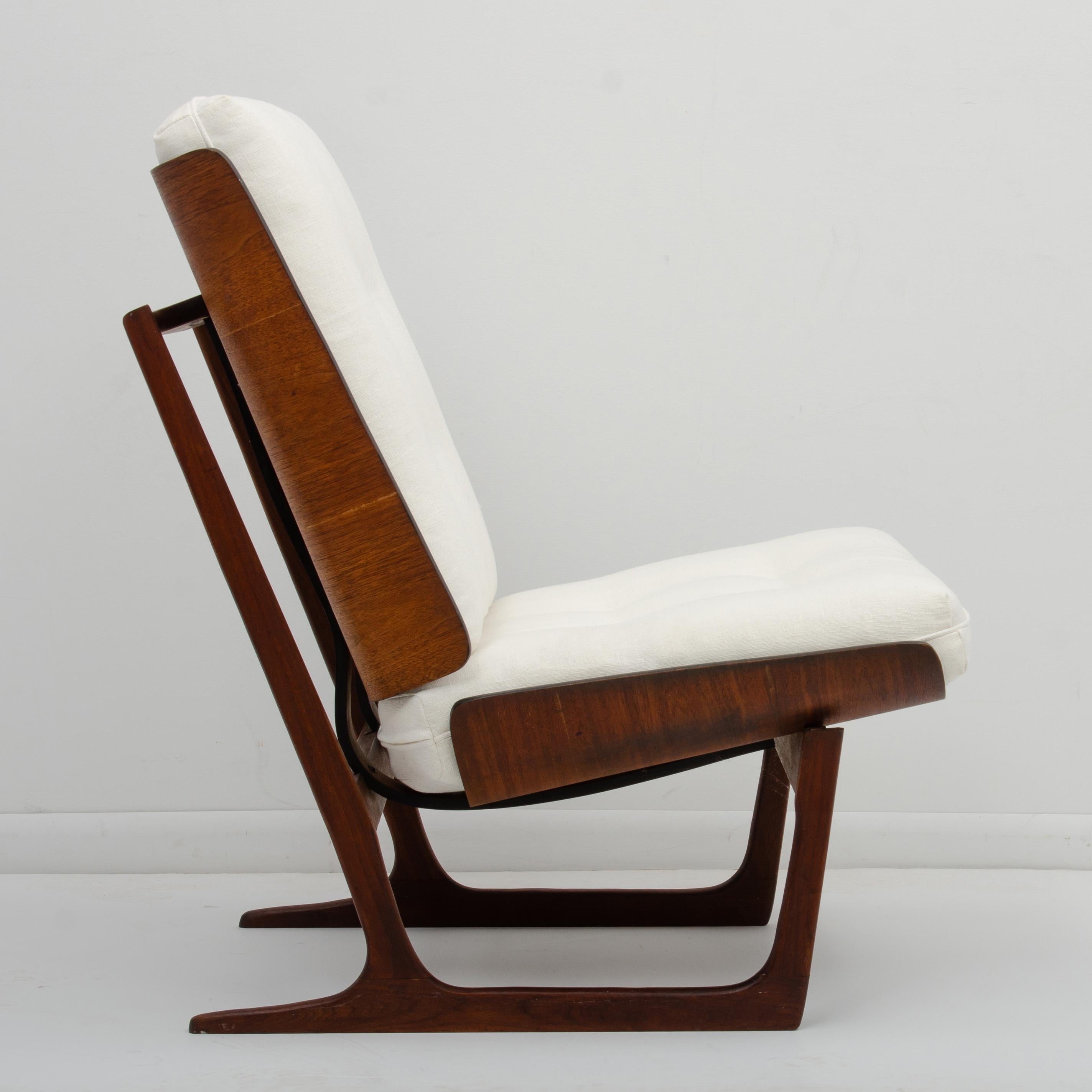 Mid-Century Modern Hans Juergens Deco House Walnut Sled Lounge Chair Grete Jalk, 1960s