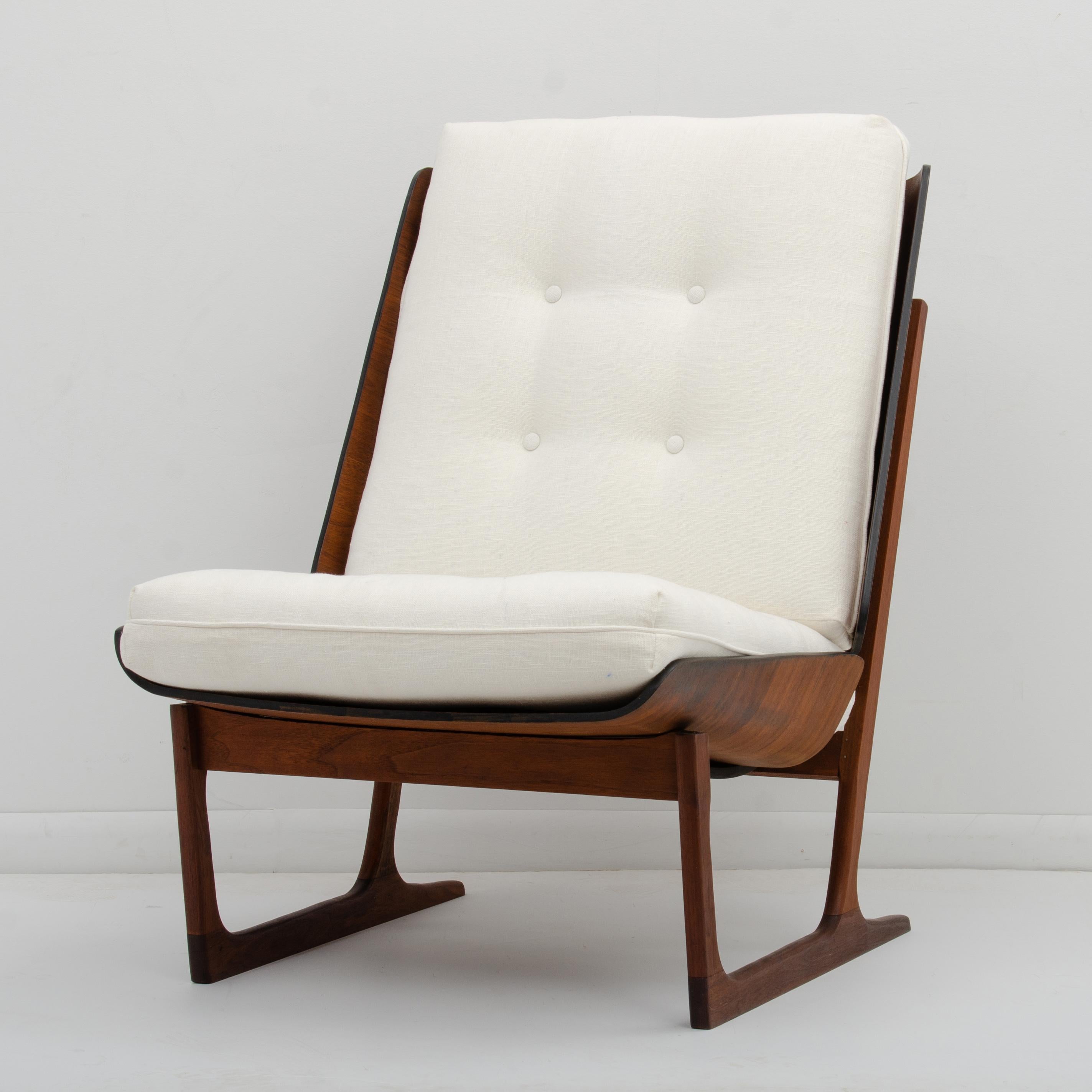 Hans Juergens Deco House Walnut Sled Lounge Chair Grete Jalk, 1960s 1