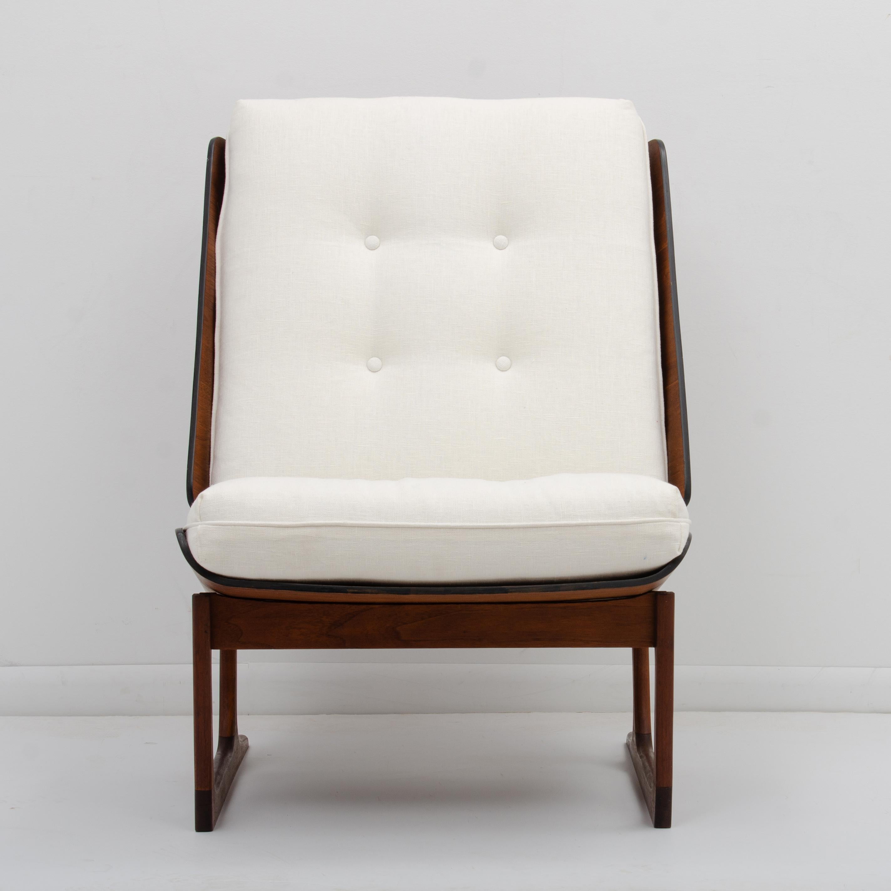 Hans Juergens Deco House Walnut Sled Lounge Chair Grete Jalk, 1960s 2