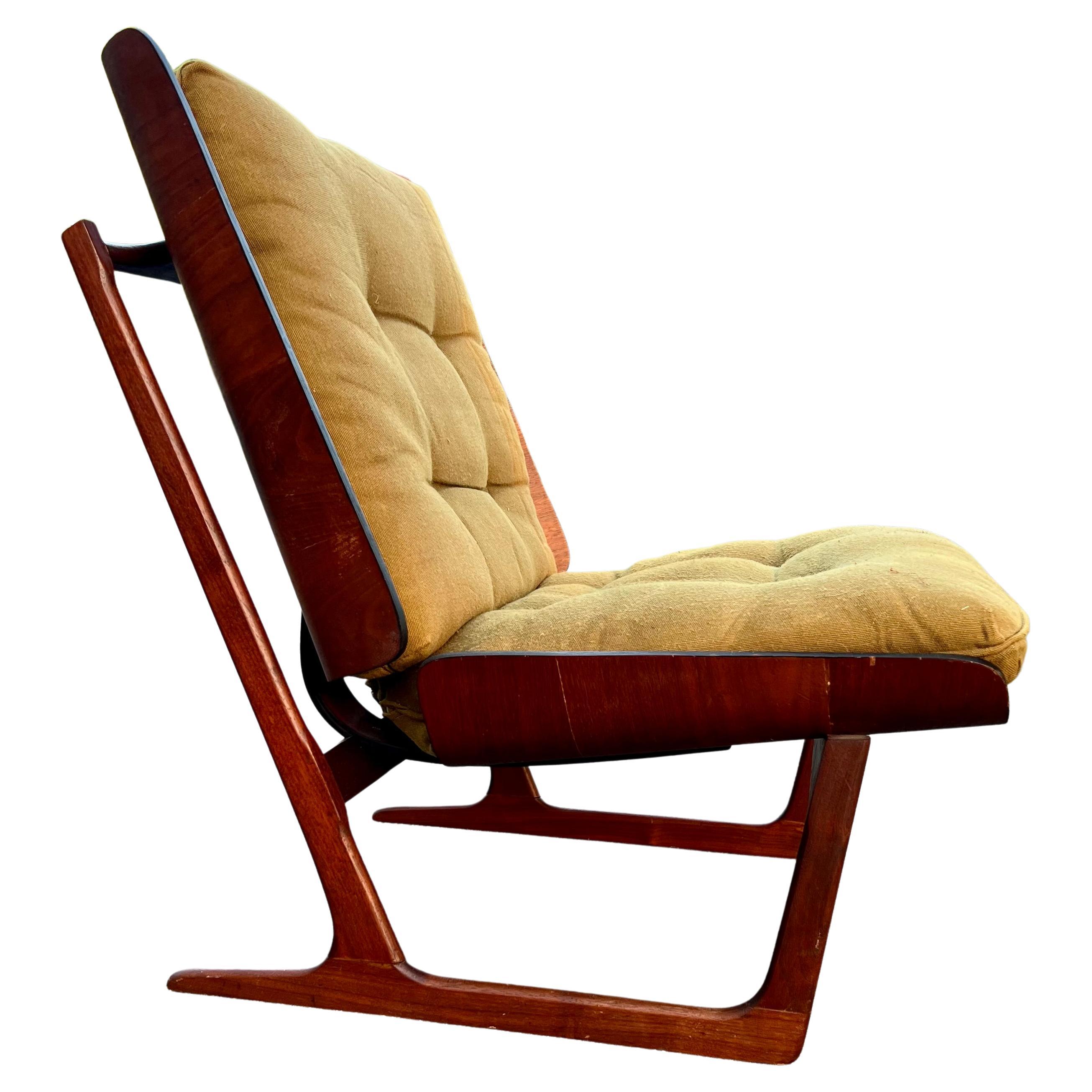 Hans Juergens Deco House Walnut Sled Lounge Chair Grete Jalk 1960s For Sale