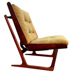 Retro Hans Juergens Deco House Walnut Sled Lounge Chair Grete Jalk 1960s