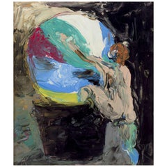 Hans Kajtorp, artista sueco cotizado. Óleo sobre tabla. Título: "Niño con pelota".