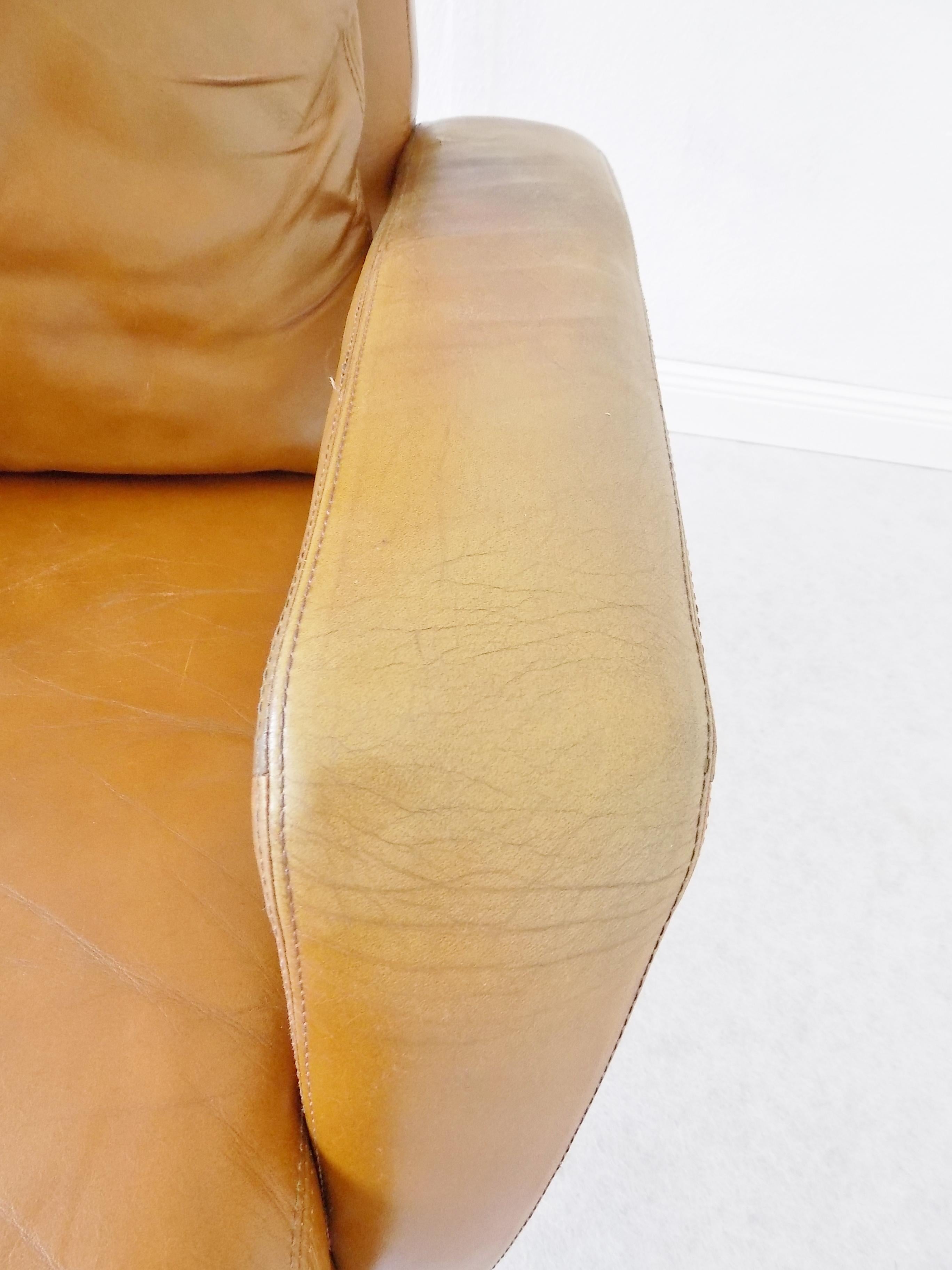 Hans Kaufeld Lounge Chair, Caramel leather, German, mid-century modern, swivel For Sale 7