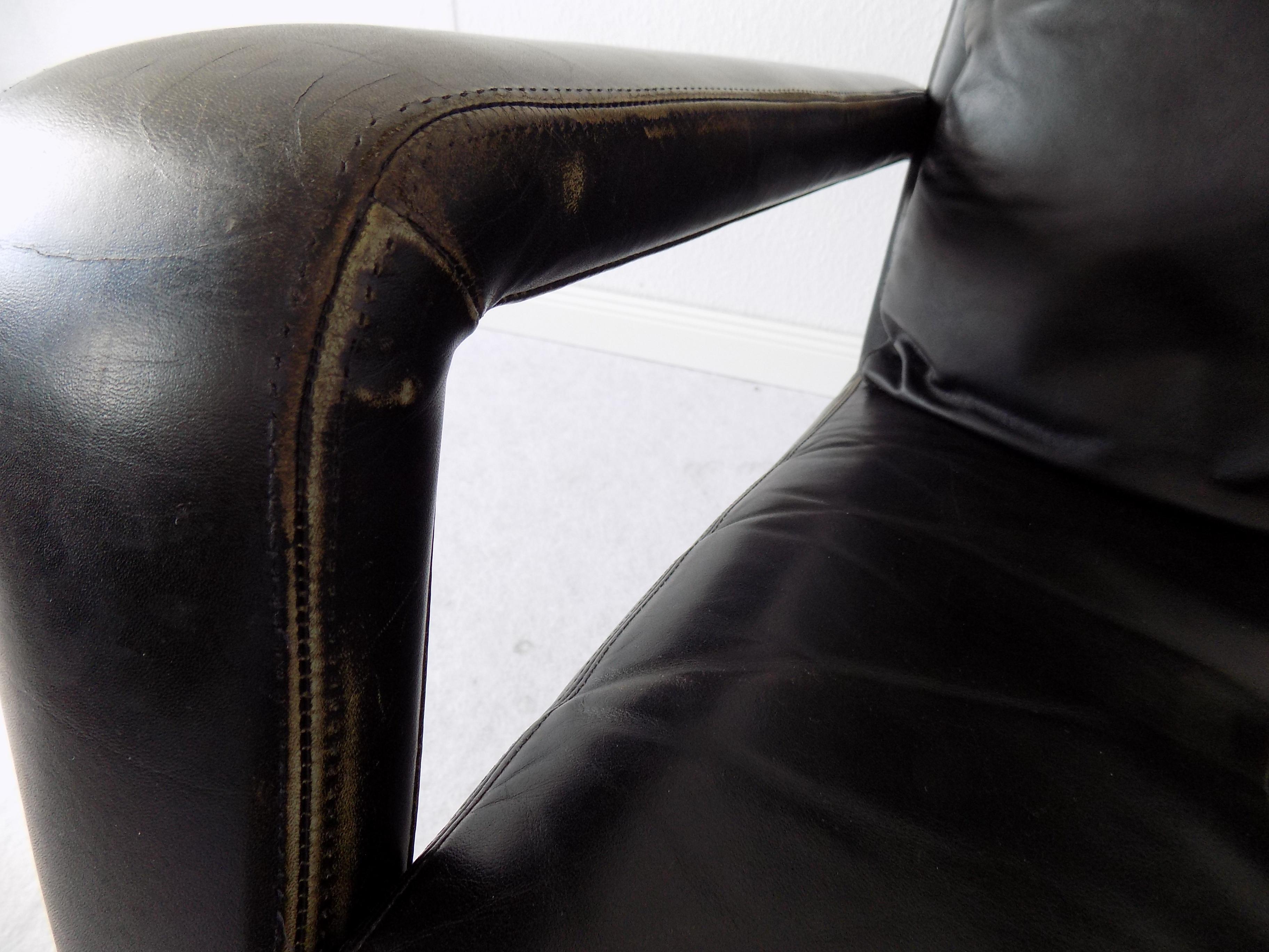 Hans Kaufeld Lounge Chair, German, Black leather, mid-century modern, swivel For Sale 9