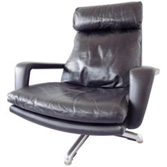 Hans Kaufeld Lounge Chair, 60s, mid-century modern, black leather, german