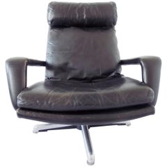 Hans Kaufeld Lounge Chair, German, Black leather, mid-century modern, swivel Hans Kaufeld Lounge Chair, German, Black leather, mid-century modern, swivel