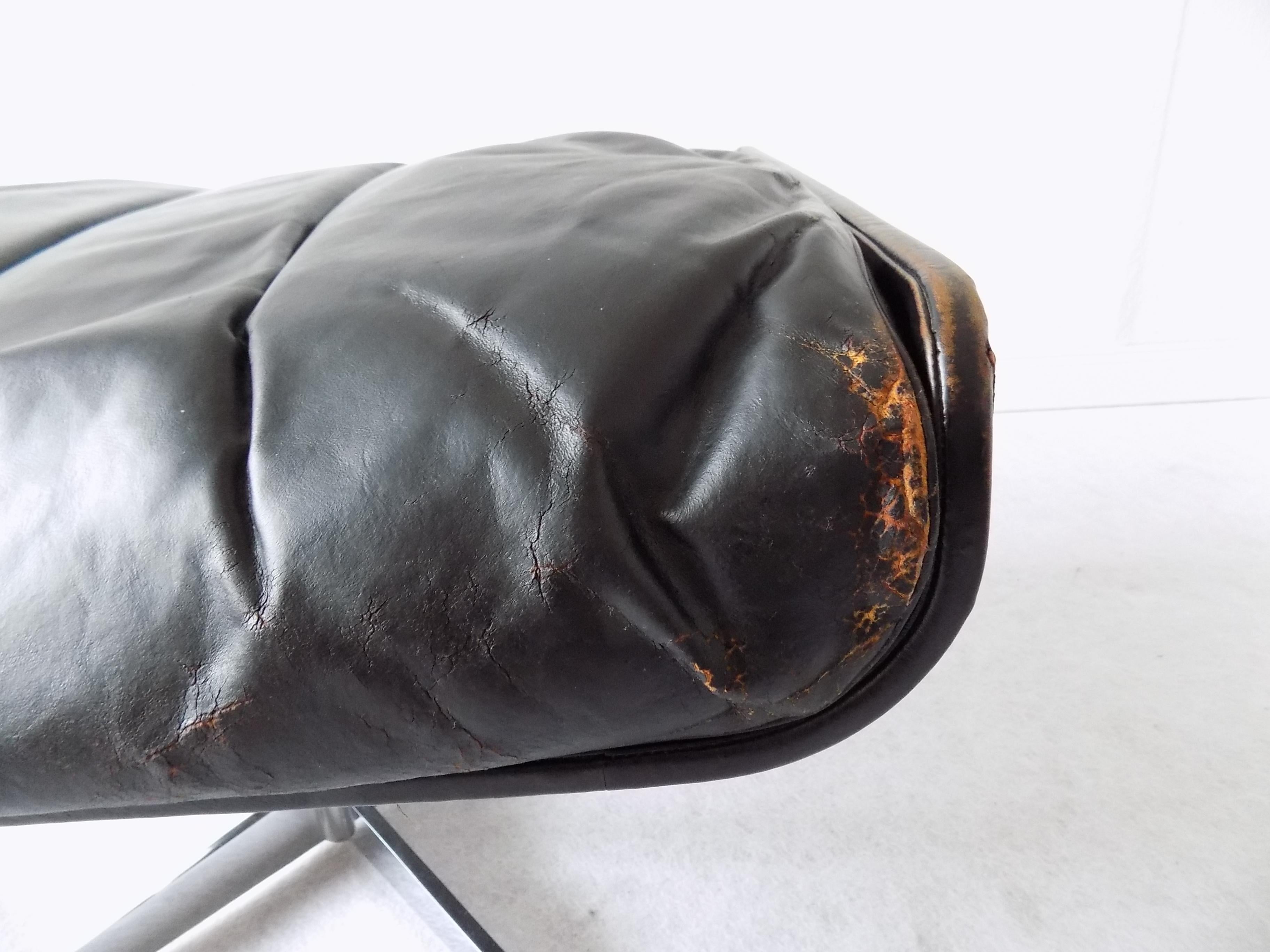 Hans Kaufeld Siesta 62 avec pouf en cuir, fauteuil de salon moderne du milieu du siècle dernier en vente 8