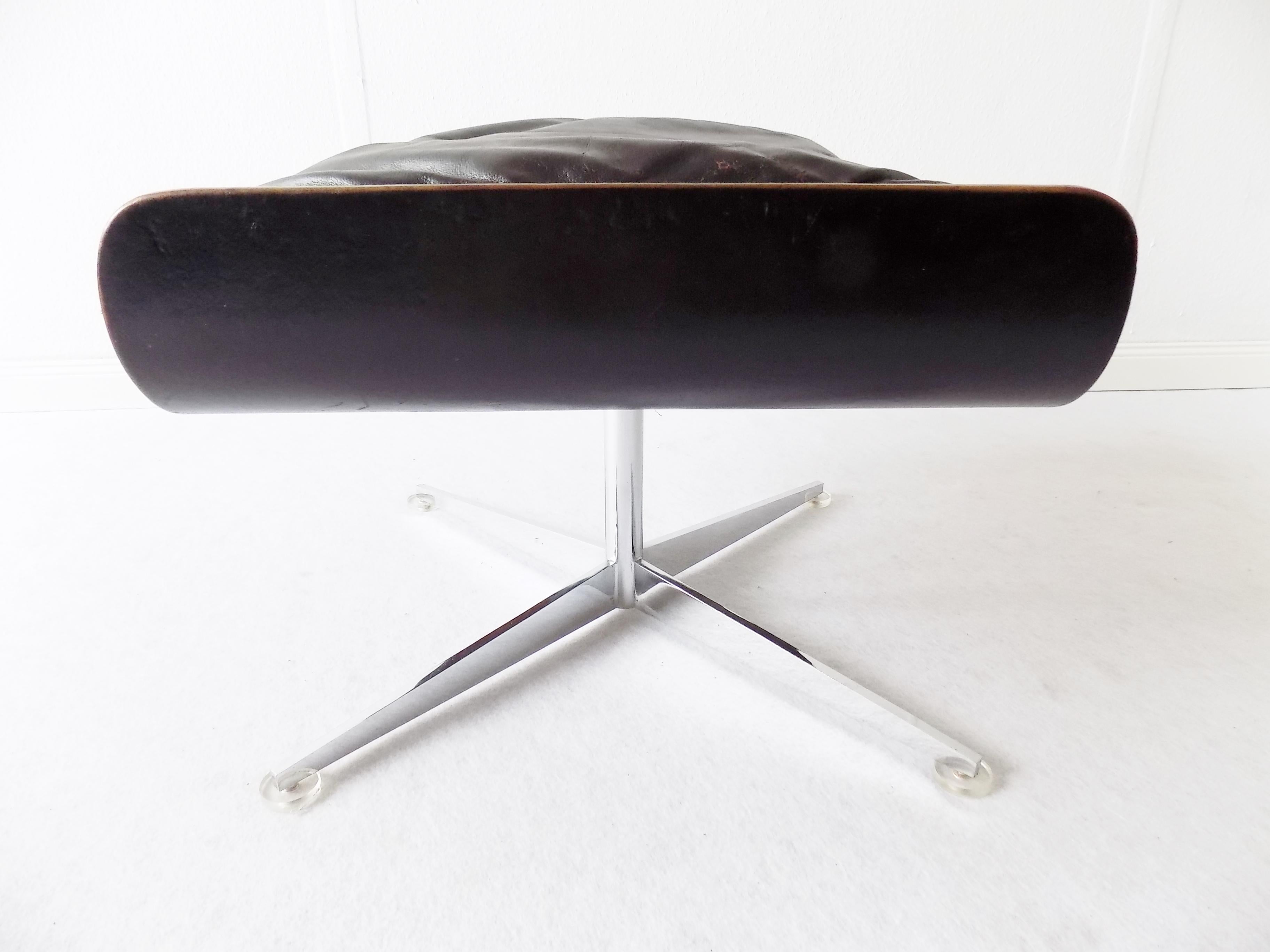 Hans Kaufeld Siesta 62 avec pouf en cuir, fauteuil de salon moderne du milieu du siècle dernier en vente 9
