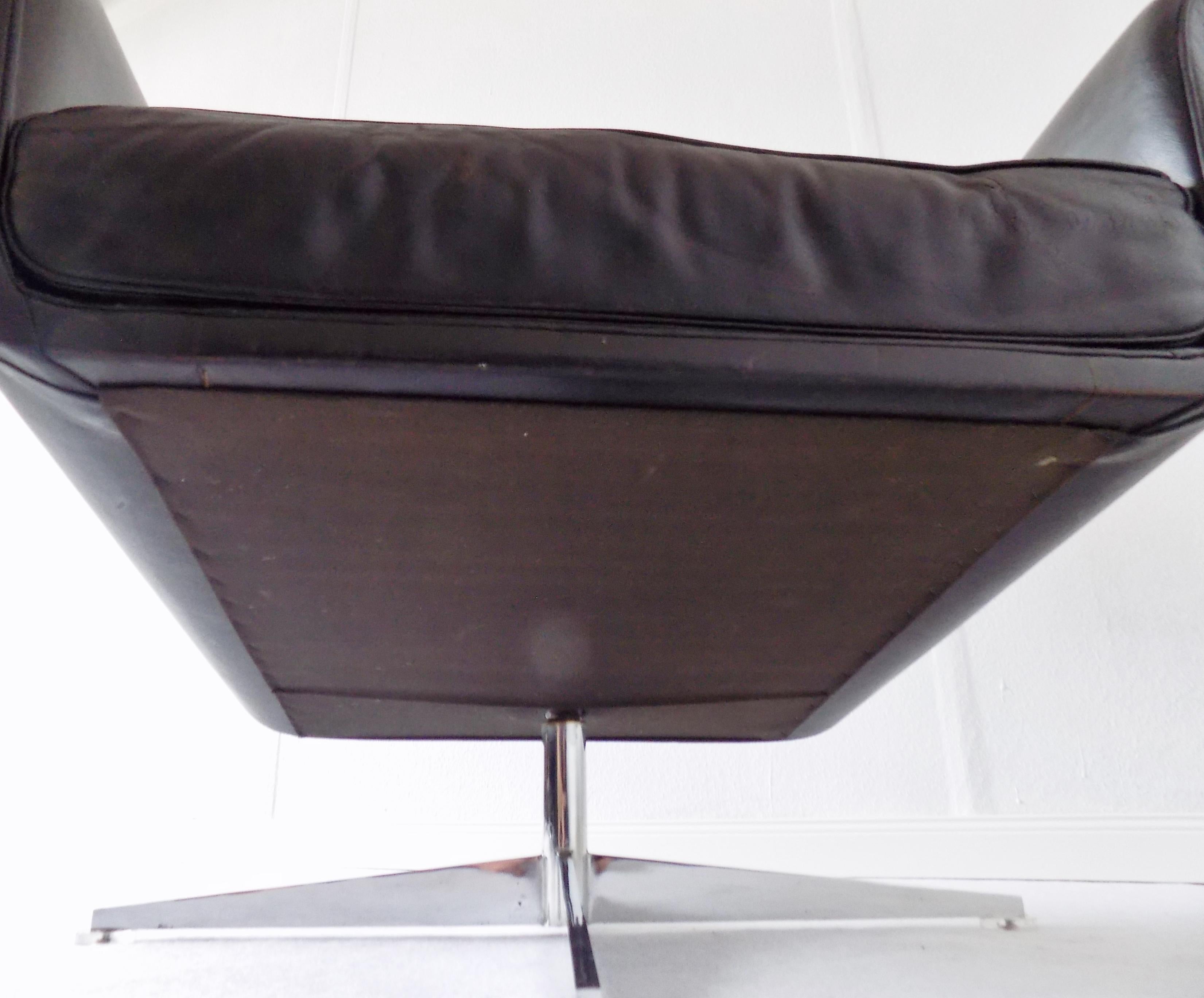 Hans Kaufeld Siesta 62 avec pouf en cuir, fauteuil de salon moderne du milieu du siècle dernier en vente 11