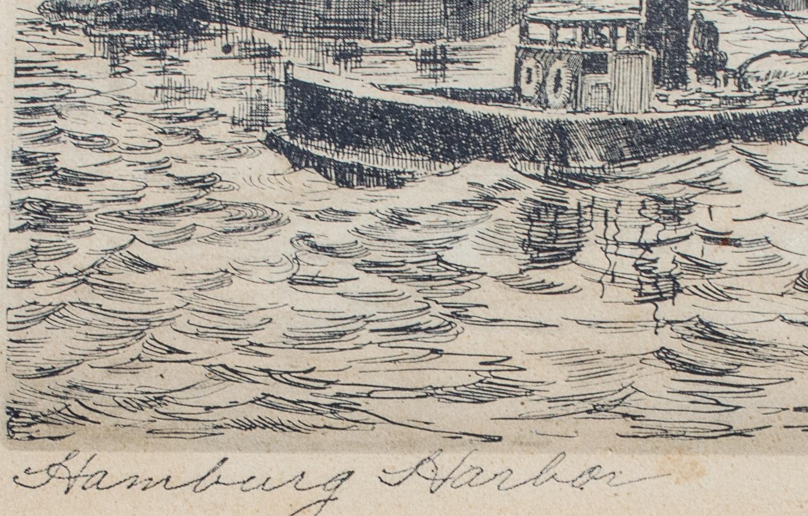 Hamburger Hafen-Radierung von Hans Kaumann, um 1920 im Angebot 2