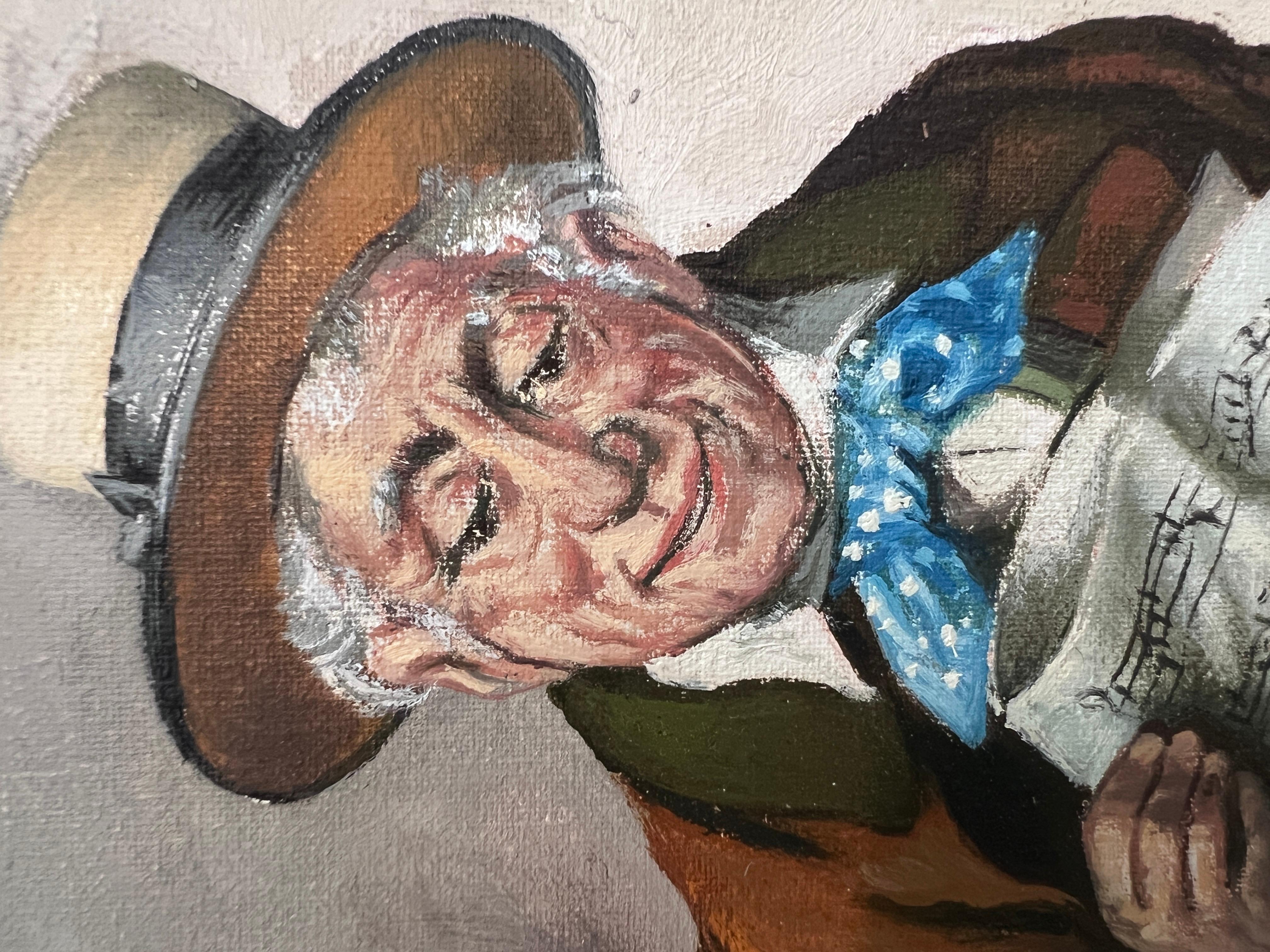 Hans Kerber (Austria b. 1920) Original Oil Painting, Man with Guitar, Framed For Sale 10