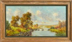 Midcentury Creek in Autumn Landscape